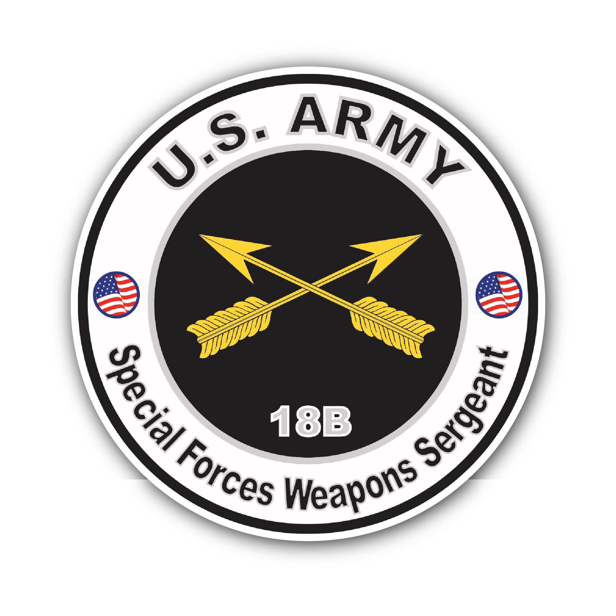 U.S. Army MOS 18B Special Forces Weapons Sergeant Sticker, Waterproof Vinyl Decal Sticker Indoor Or Outdoor 2 (Pieces) 3" and 5"