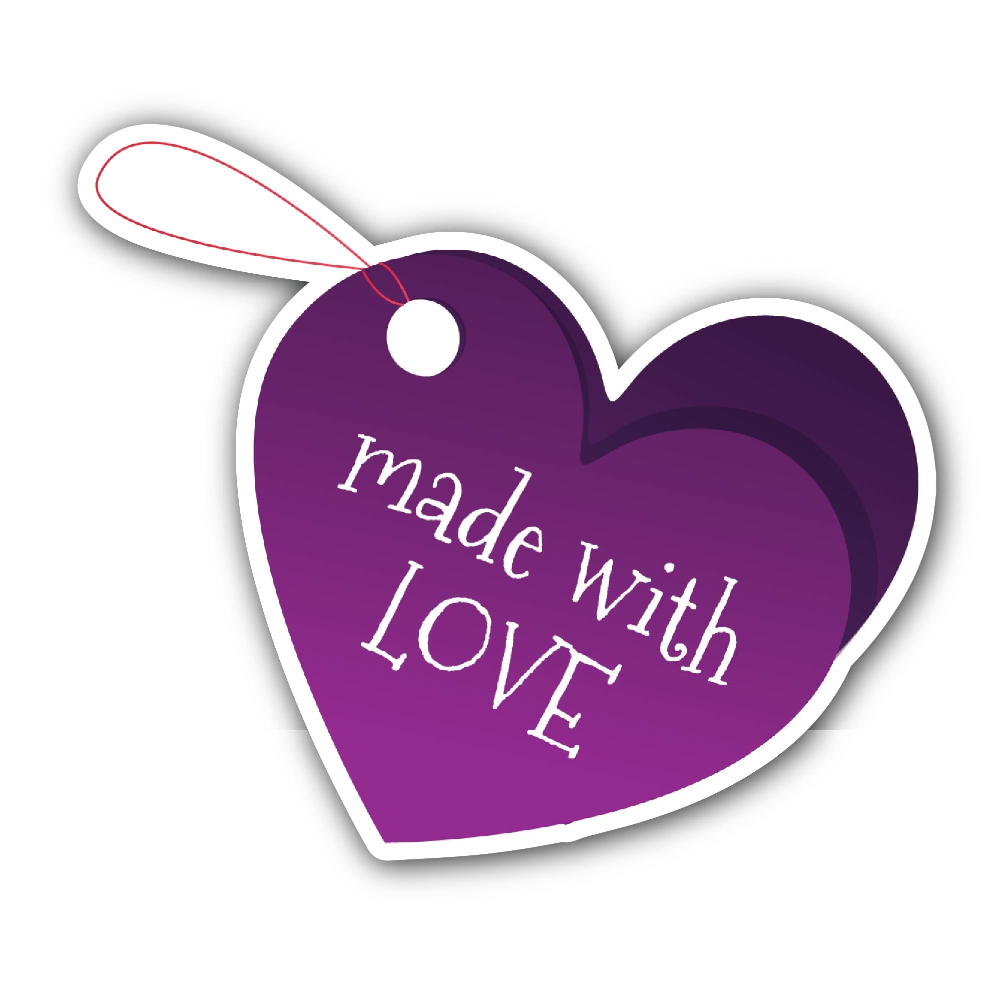 Made with Love Hart Tag Sticker, Waterproof Vinyl Decal Sticker Indoor Or Outdoor 2 (Pieces) 3" and 5"