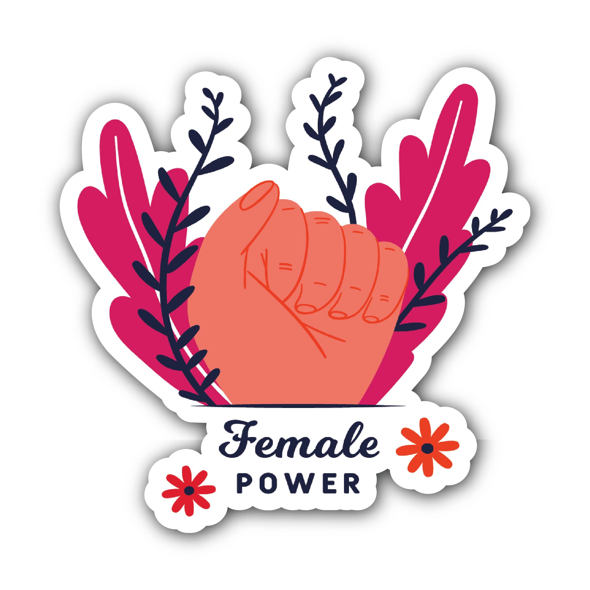 Hand & Female Power Sticker, Waterproof Vinyl Decal Sticker Indoor Or Outdoor 2 (Pieces) 3" and 5"