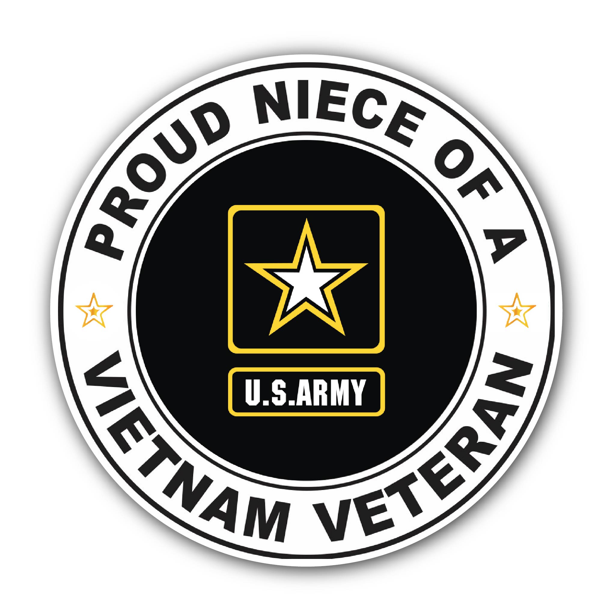 U.S. Army Proud Niece of a Vietnam Veteran Sticker, Waterproof Vinyl Decal Sticker Indoor Or Outdoor 2 (Pieces) 3" and 5"