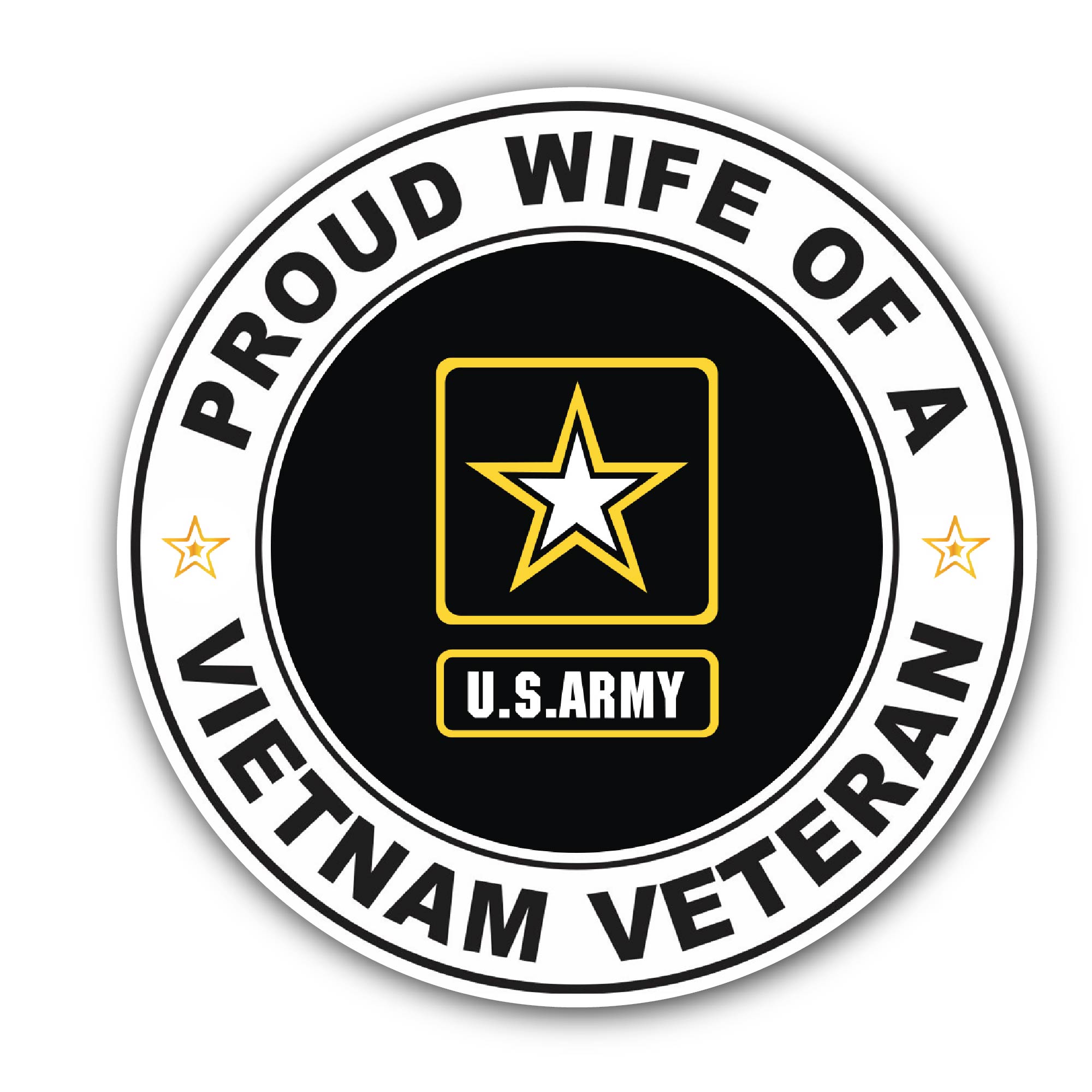 U.S. Army Proud Wife of a Vietnam Veteran Sticker, Waterproof Vinyl Decal Sticker Indoor Or Outdoor 2 (Pieces) 3" and 5"