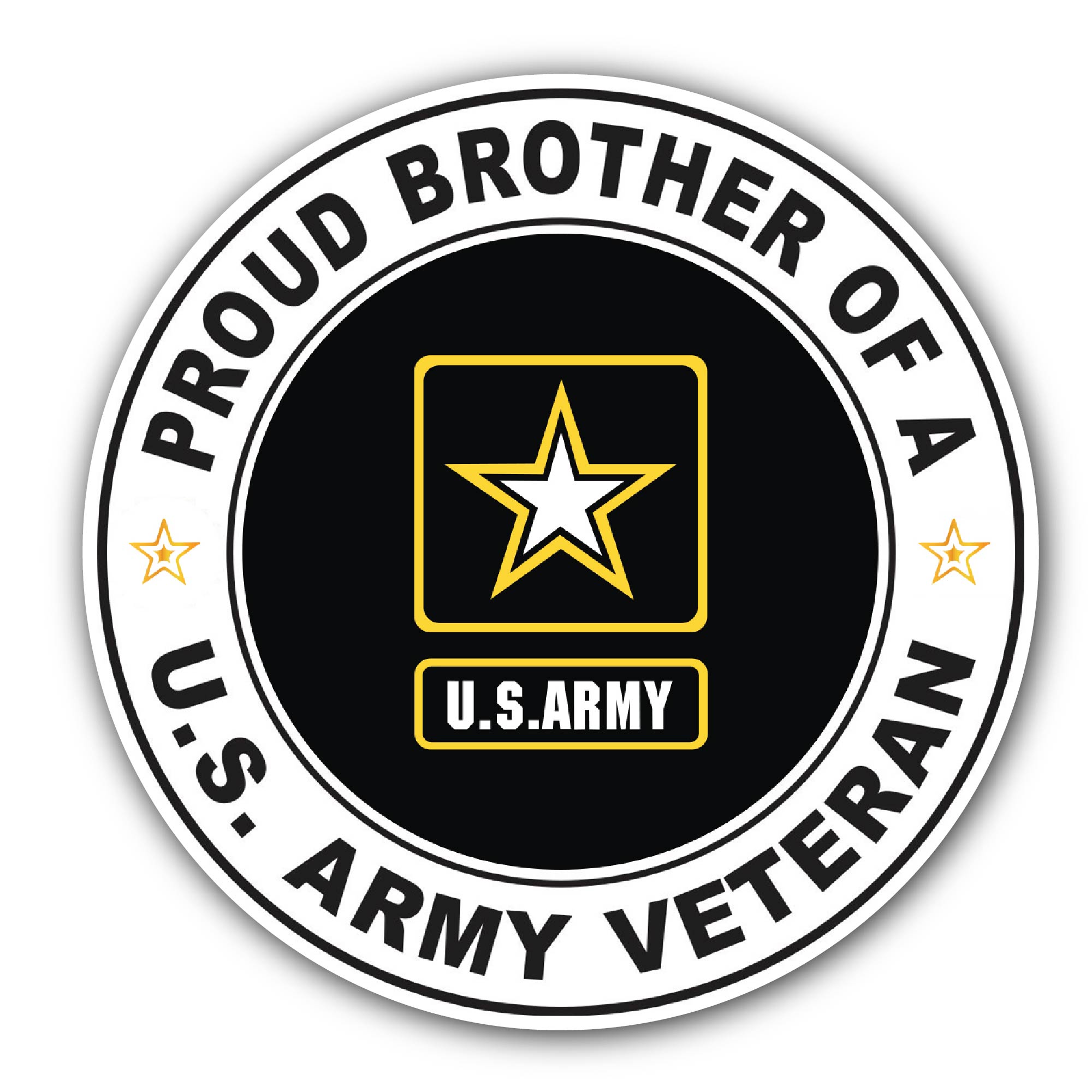 U.S. Army Veteran Proud Brother Sticker, Waterproof Vinyl Decal Sticker Indoor Or Outdoor 2 (Pieces) 3" and 5"