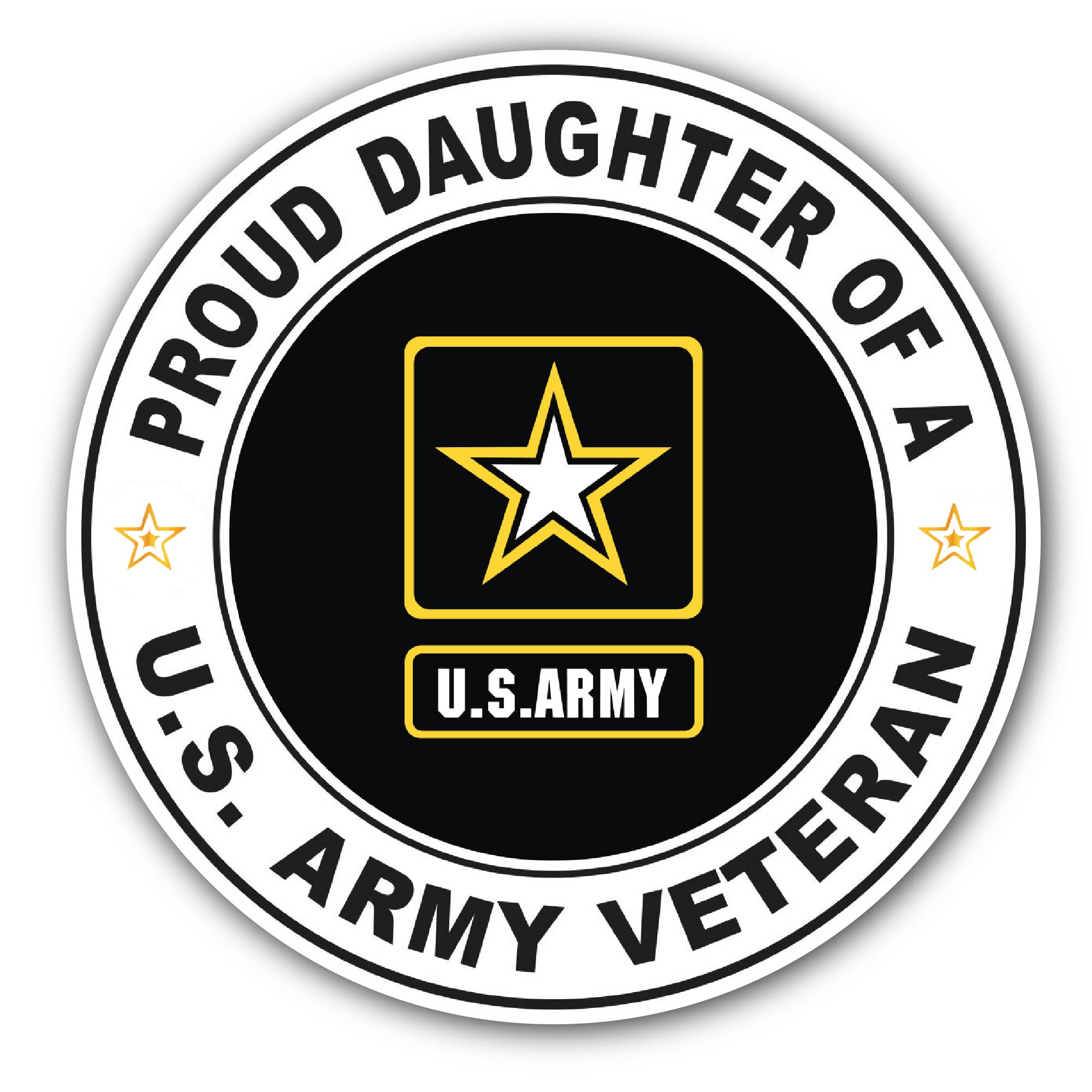 U.S. Army Veteran Proud Daughter Sticker, Waterproof Vinyl Decal Sticker Indoor Or Outdoor 2 (Pieces) 3" and 5"