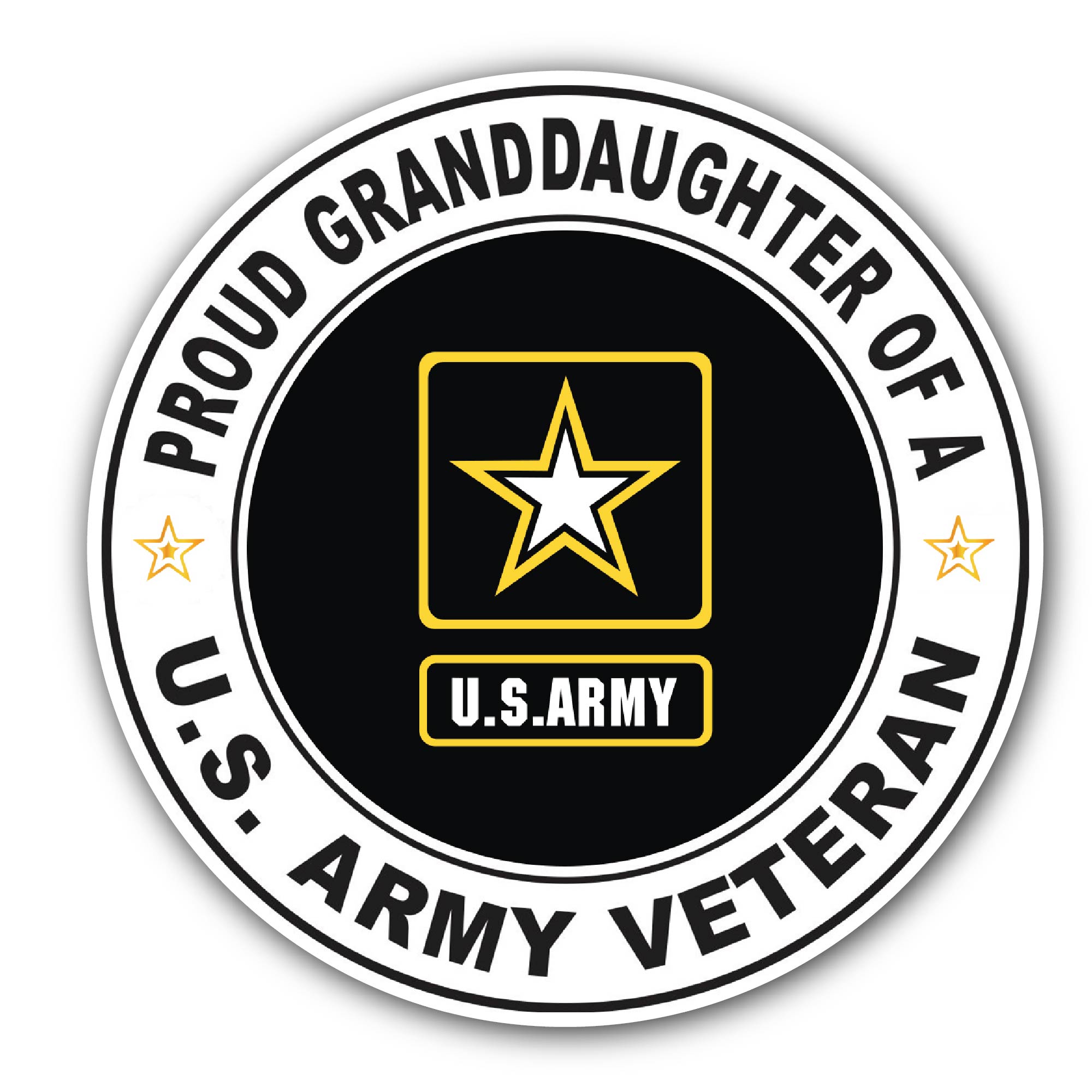 U.S. Army Veteran Proud Granddaughter Sticker, Waterproof Vinyl Decal Sticker Indoor Or Outdoor 2 (Pieces) 3" and 5"