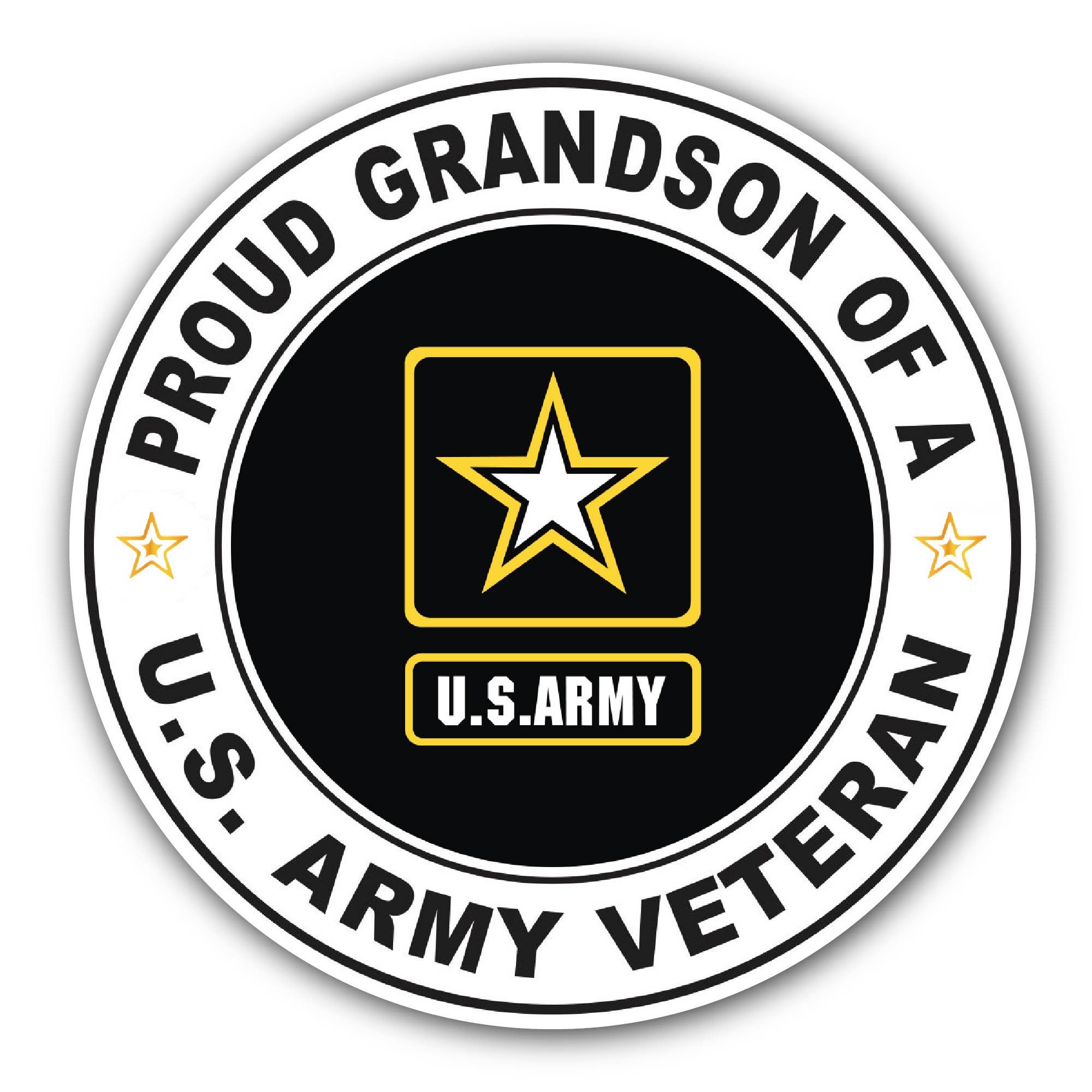 U.S. Army Veteran Proud Grandson Sticker, Waterproof Vinyl Decal Sticker Indoor Or Outdoor 2 (Pieces) 3" and 5"
