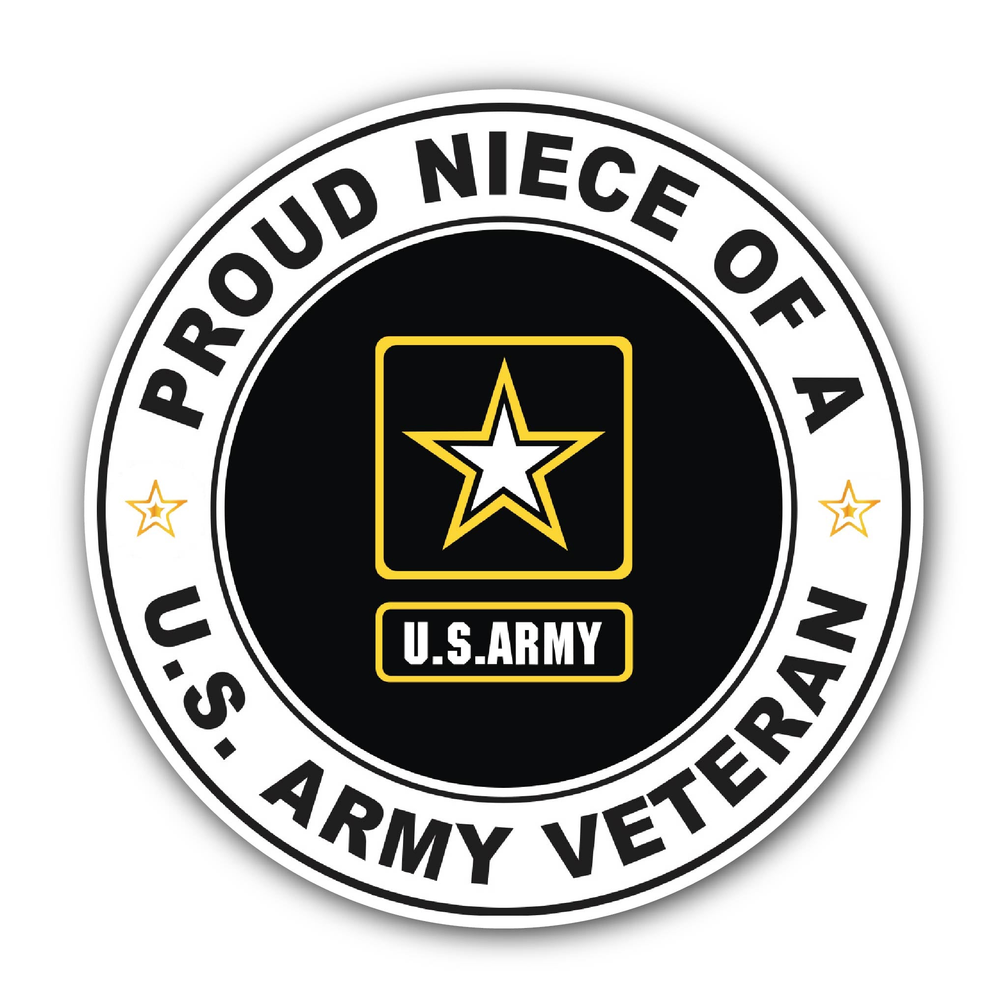 U.S. Army Veteran Proud Niece Sticker, Waterproof Vinyl Decal Sticker Indoor Or Outdoor 2 (Pieces) 3" and 5"
