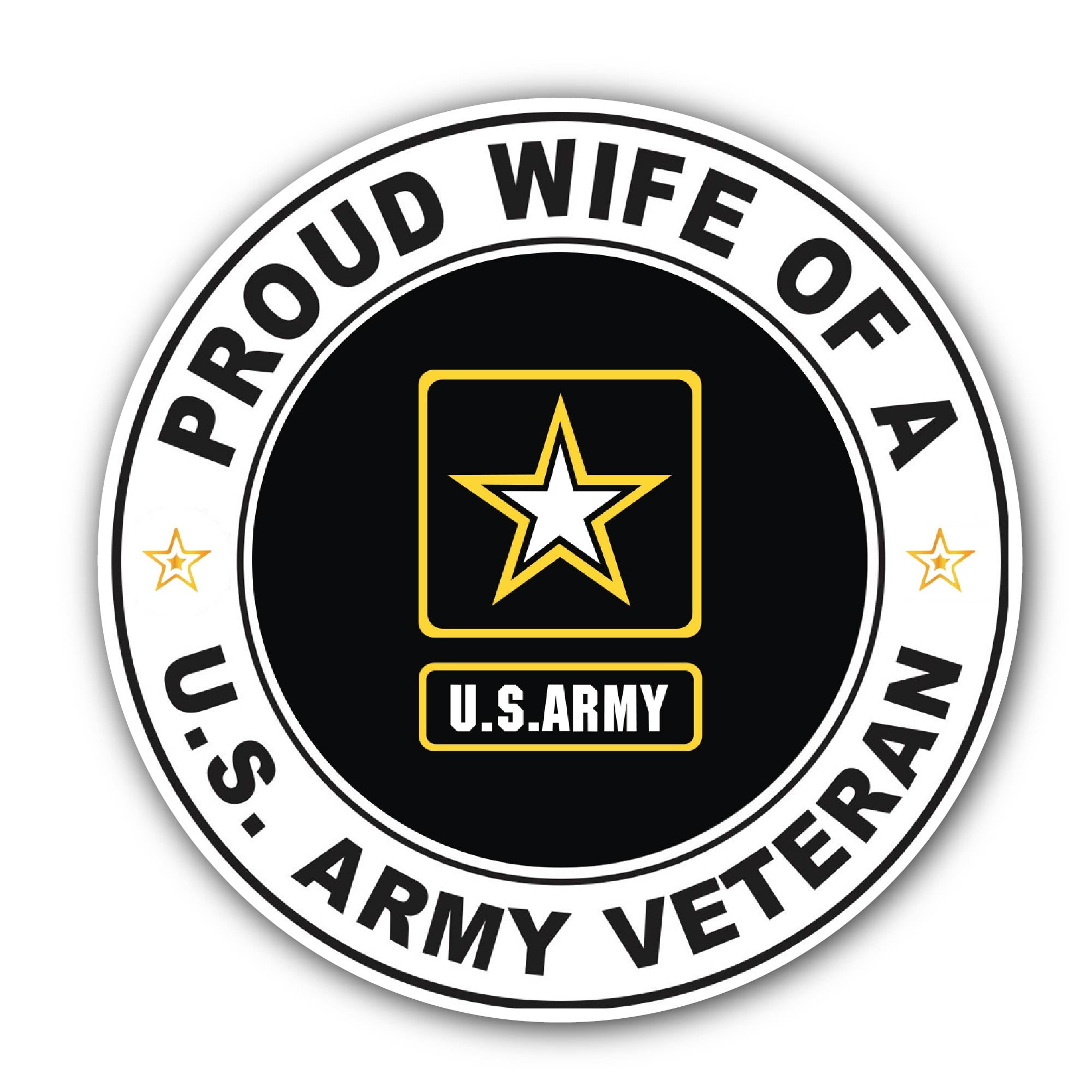 U.S. Army Veteran Proud Wife Sticker, Waterproof Vinyl Decal Sticker Indoor Or Outdoor 2 (Pieces) 3" and 5"