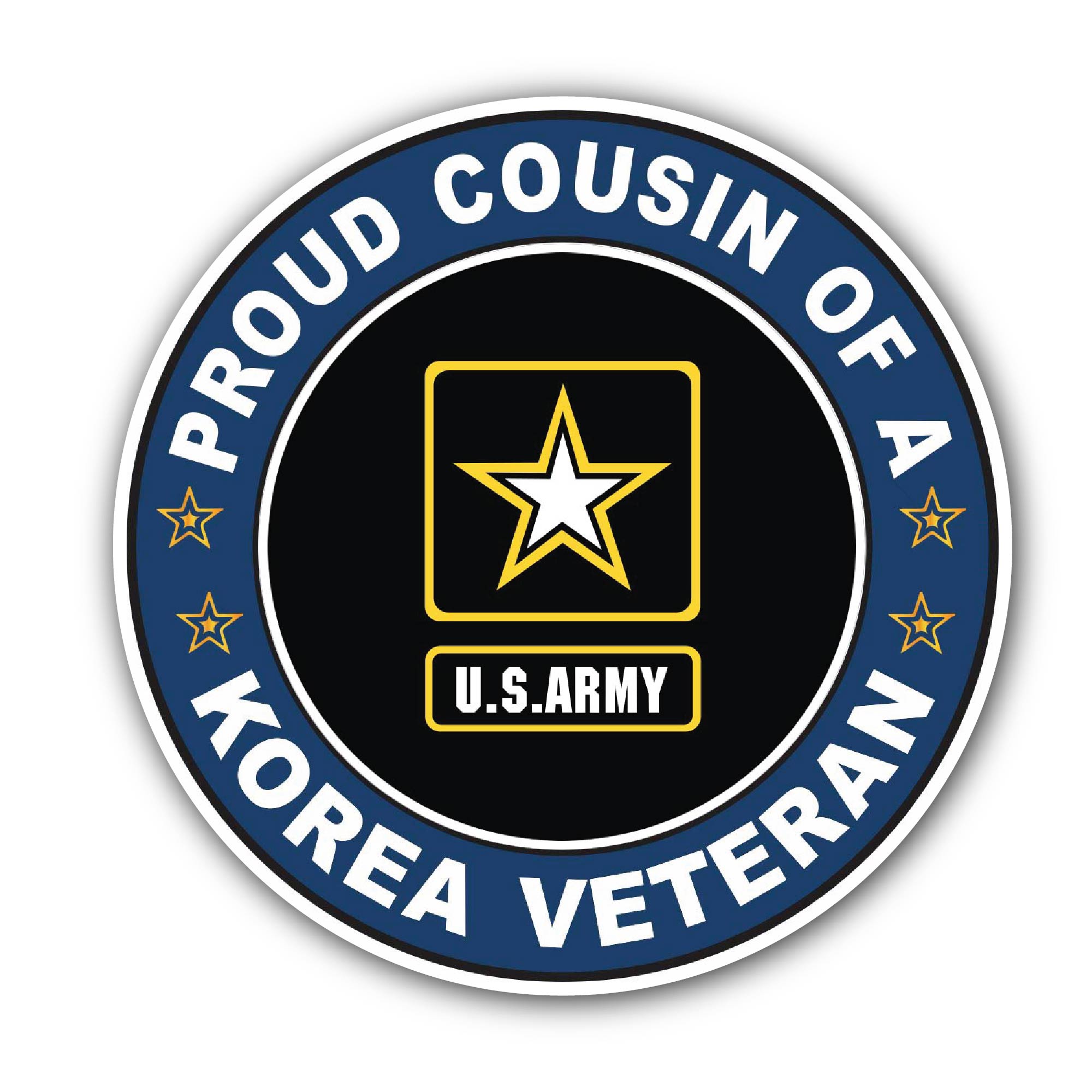 U.S. Army Proud Cousin of a Korea Veteran Sticker, Waterproof Vinyl Decal Sticker Indoor Or Outdoor 2 (Pieces) 3" and 5"