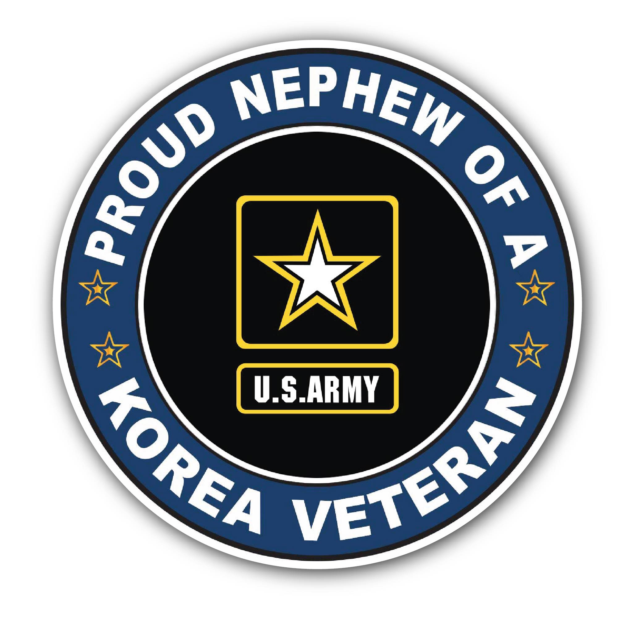U.S. Army Proud Nephew of a Korea Veteran Sticker, Waterproof Vinyl Decal Sticker Indoor Or Outdoor 2 (Pieces) 3" and 5"