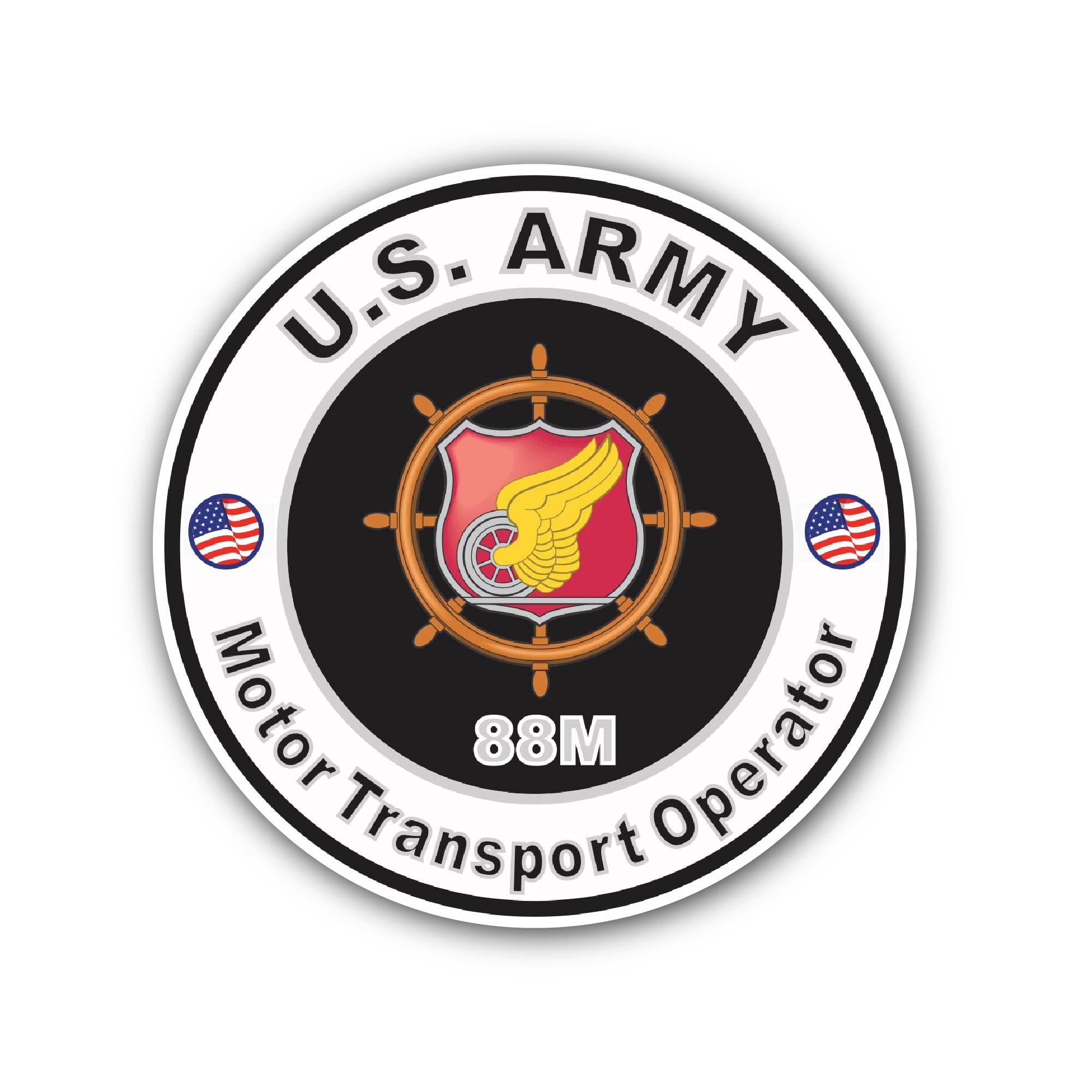U.S. Army MOS 88M Motor Transport Operator Sticker, Waterproof Vinyl Decal Sticker Indoor Or Outdoor 2 (Pieces) 3" and 5"