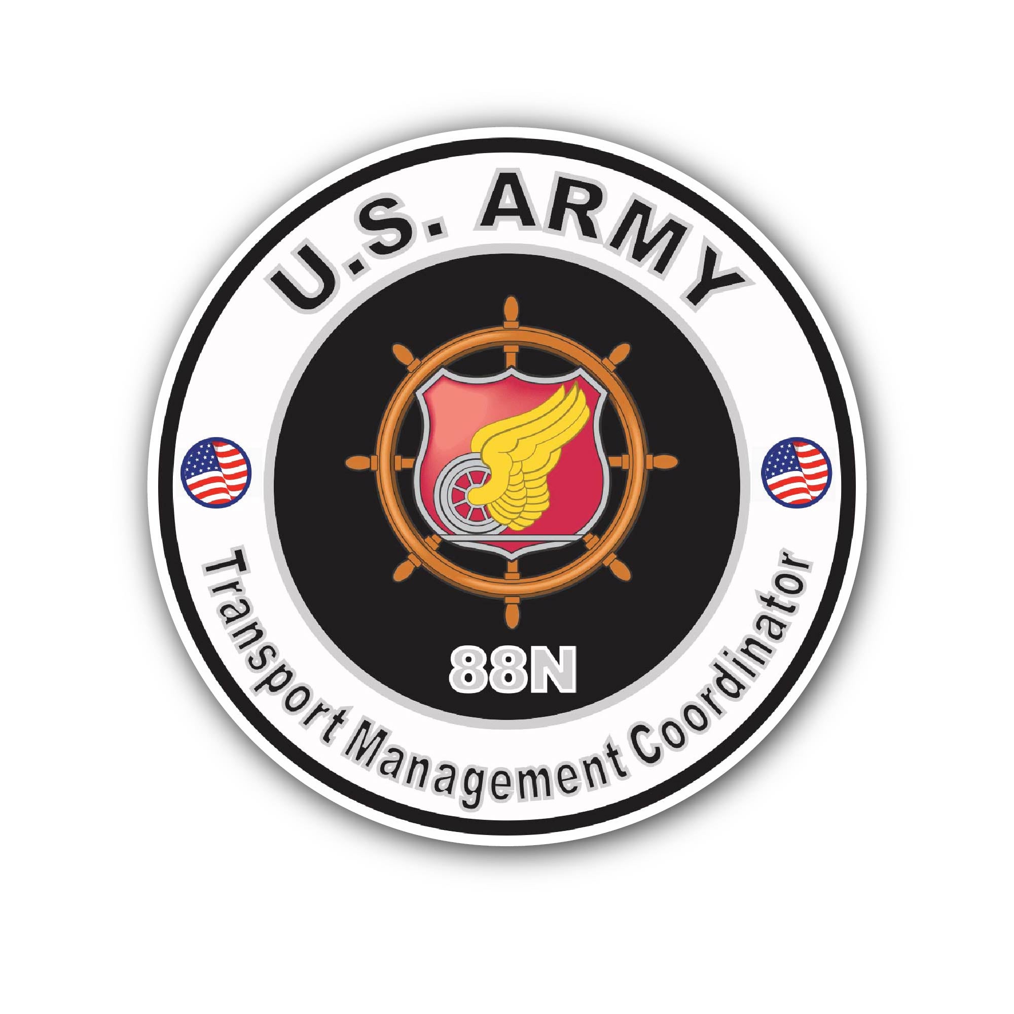 U.S. Army MOS 88N Transport Management Coordinator Sticker, Waterproof Vinyl Decal Sticker Indoor Or Outdoor 2 (Pieces) 3" and 5"