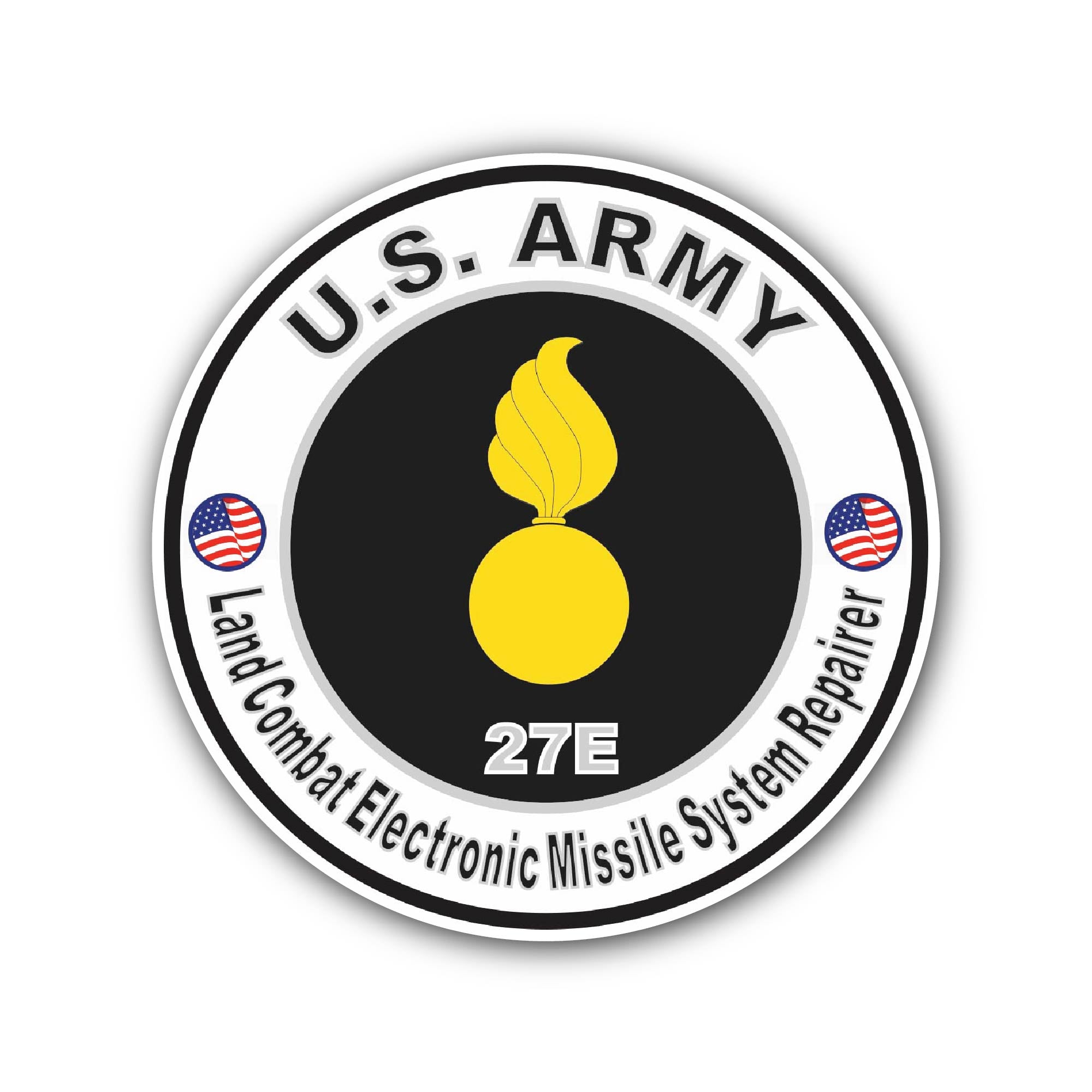 U.S. Army MOS 27E Land Combat Electronic Missile System Repairer Sticker, Waterproof Vinyl Decal Sticker Indoor Or Outdoor 2 (Pieces) 3" and 5"