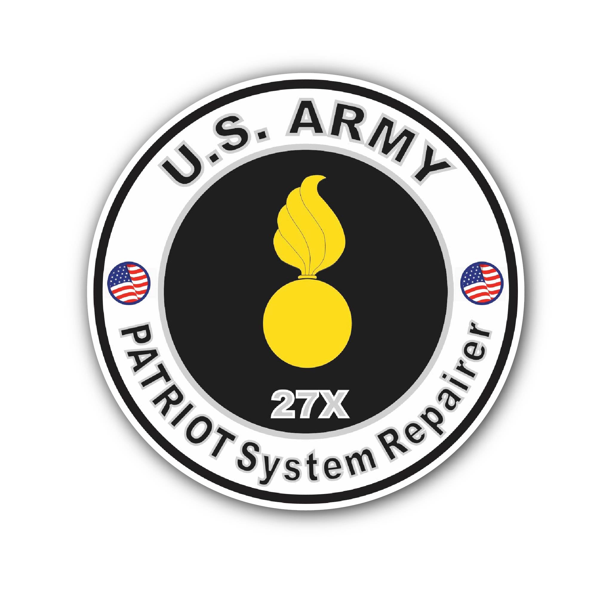 U.S. Army MOS 27X Patriot System Repairer Sticker, Waterproof Vinyl Decal Sticker Indoor Or Outdoor 2 (Pieces) 3" and 5"