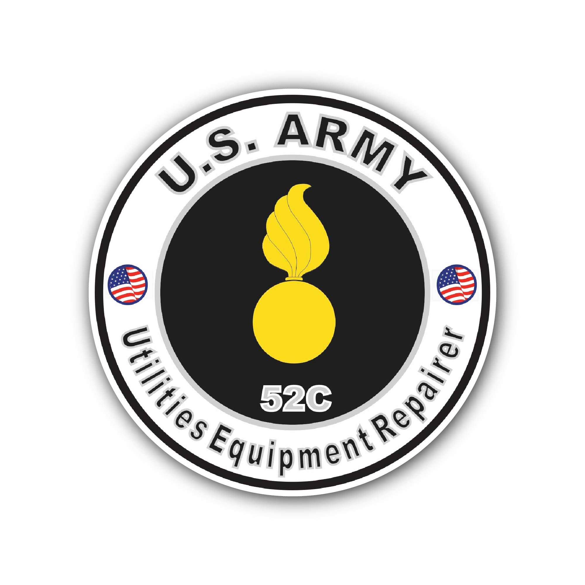 U.S. Army MOS 52C Utilities Equipment Repairer Sticker, Waterproof Vinyl Decal Sticker Indoor Or Outdoor 2 (Pieces) 3" and 5"