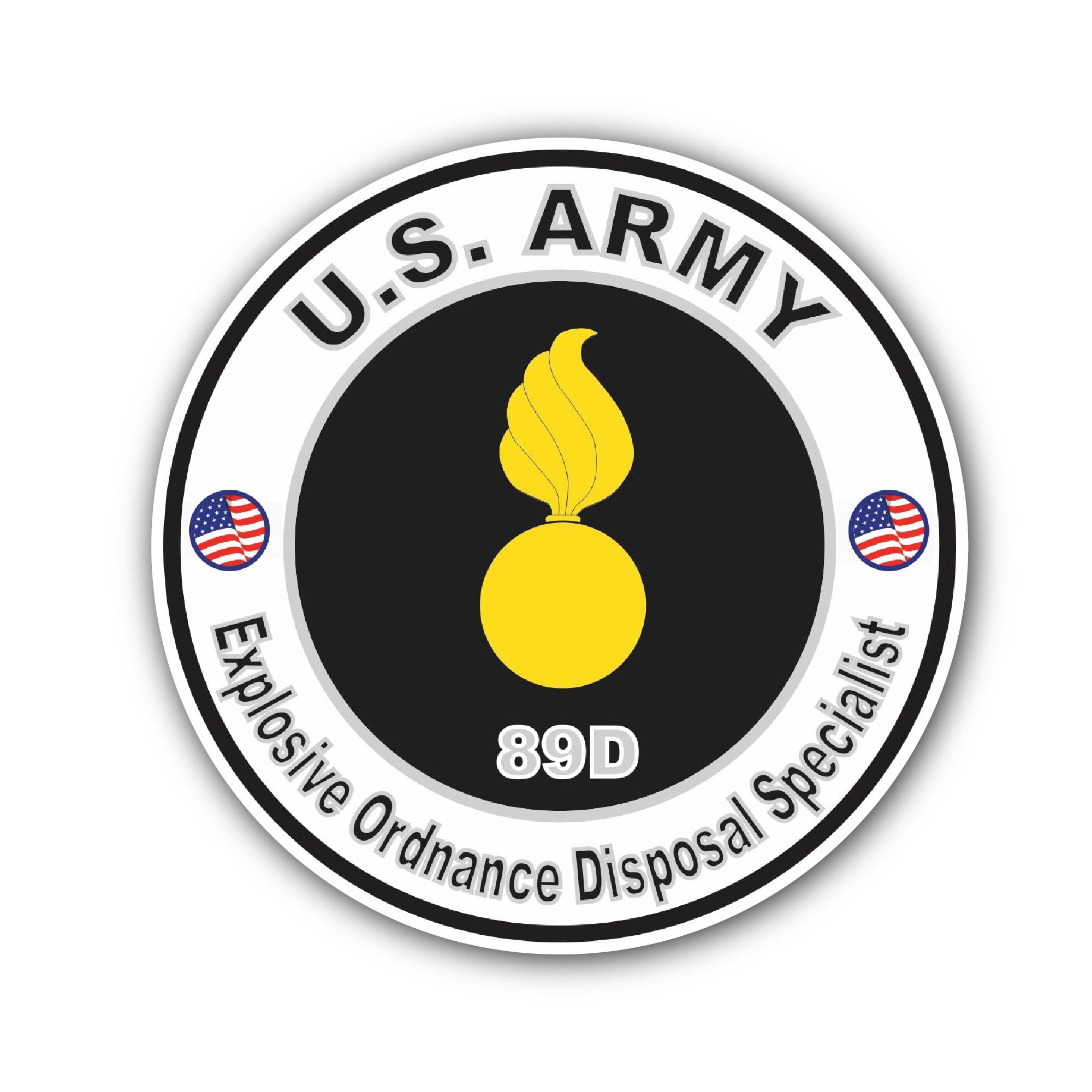 U.S. Army MOS 89D Explosive Ordnance Disposal Specialist Sticker, Waterproof Vinyl Decal Sticker Indoor Or Outdoor 2 (Pieces) 3" and 5"