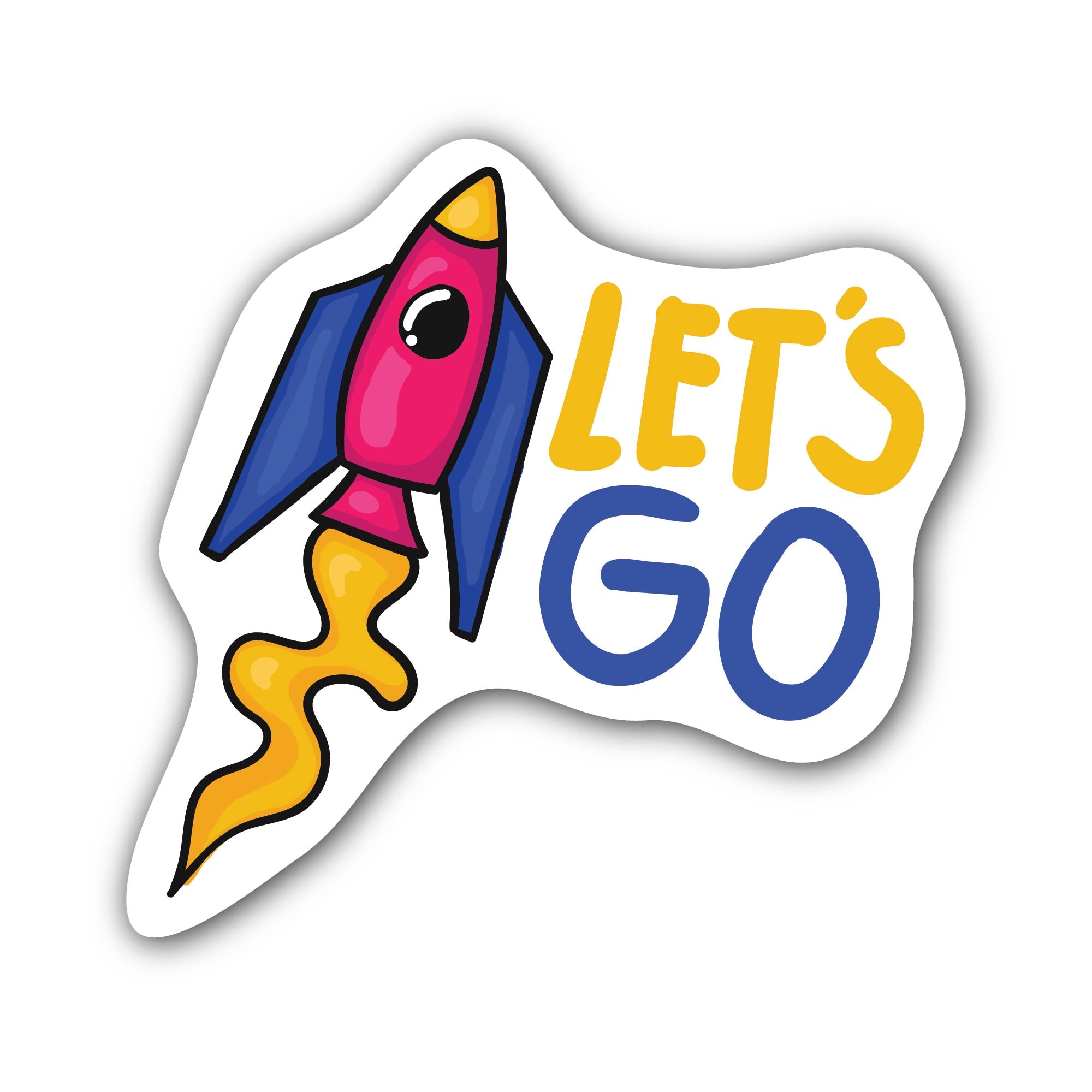 Rocket Lets go Sticker, Waterproof Vinyl Decal Sticker Indoor Or Outdoor 2 (Pieces) 3" and 5"