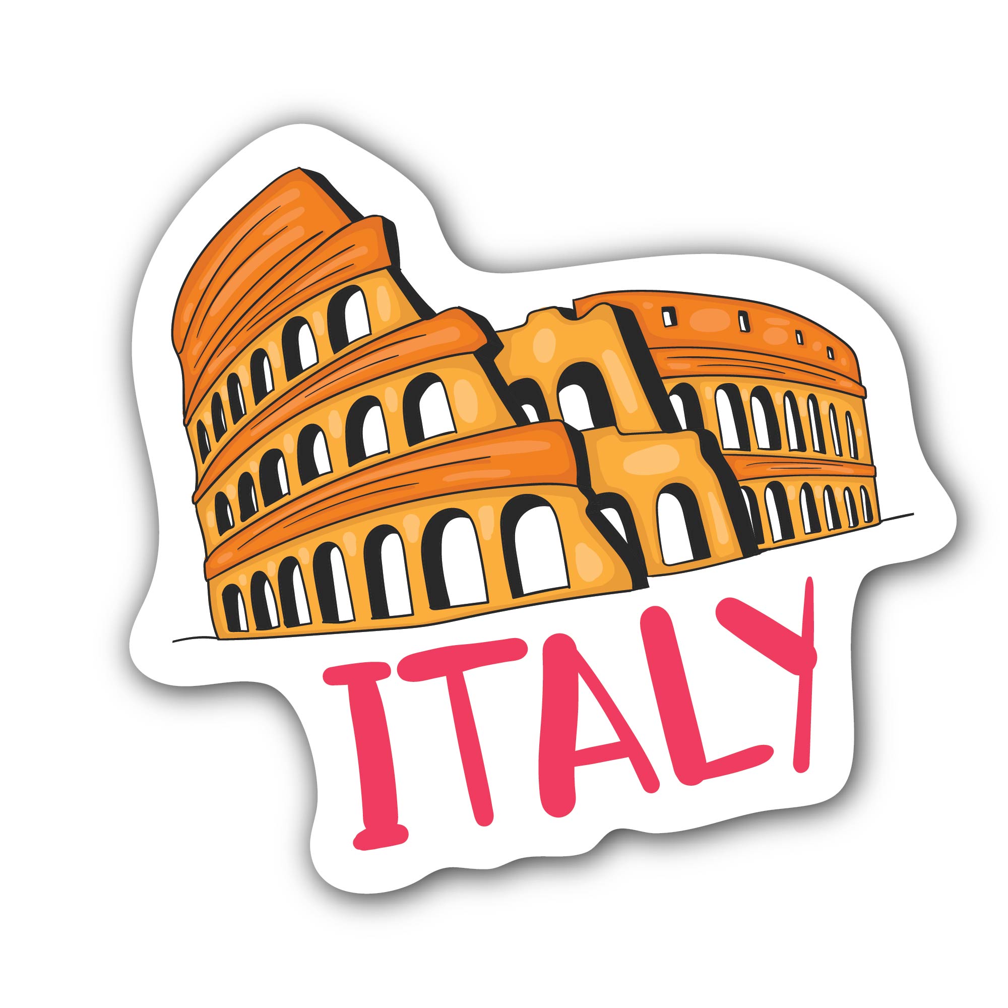Italy Colosseum Sticker, Waterproof Vinyl Decal Sticker Indoor Or Outdoor 2 (Pieces) 3" and 5"