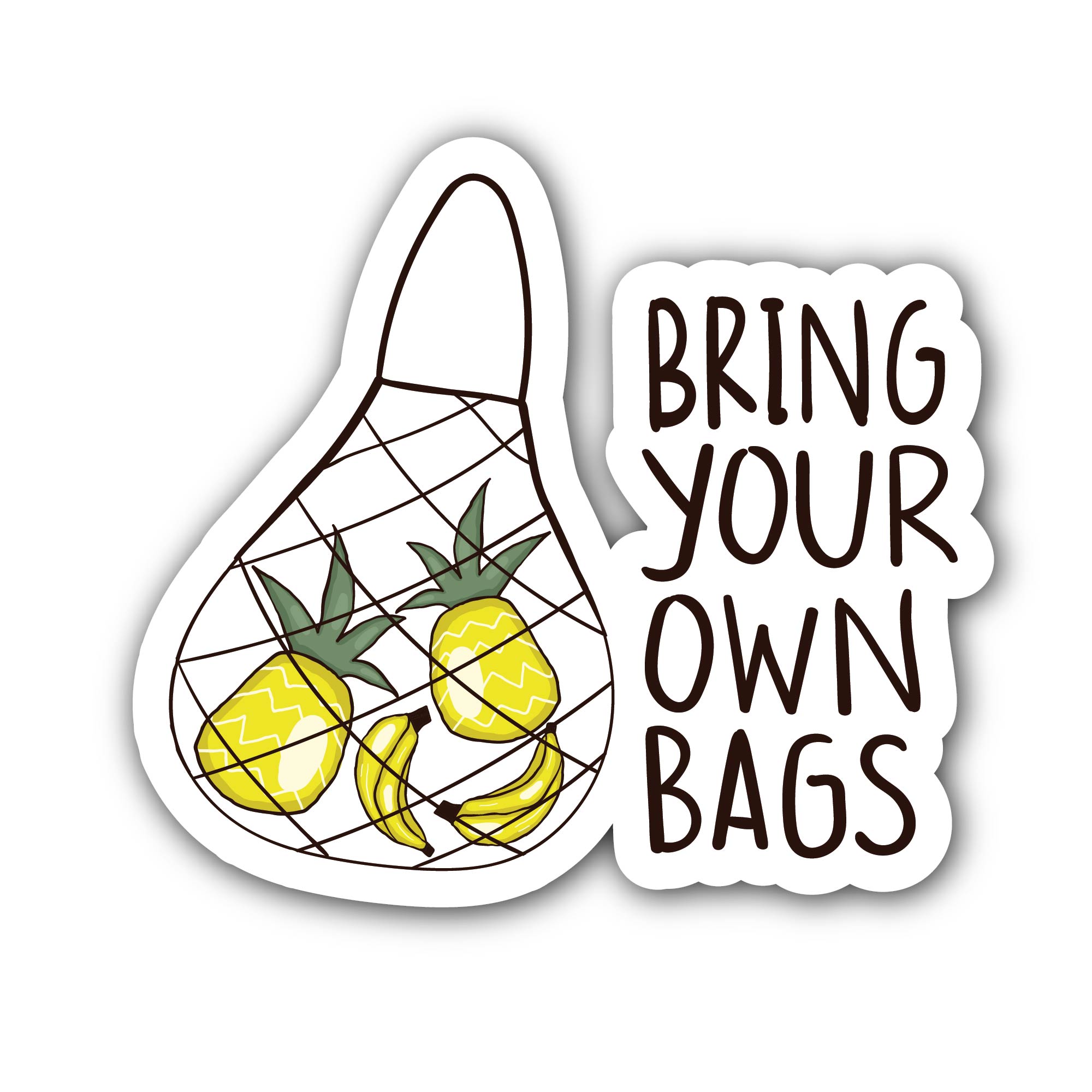 Bring Your Own Bags Sticker, Waterproof Vinyl Decal Sticker Indoor Or Outdoor 2 (Pieces) 3" and 5"