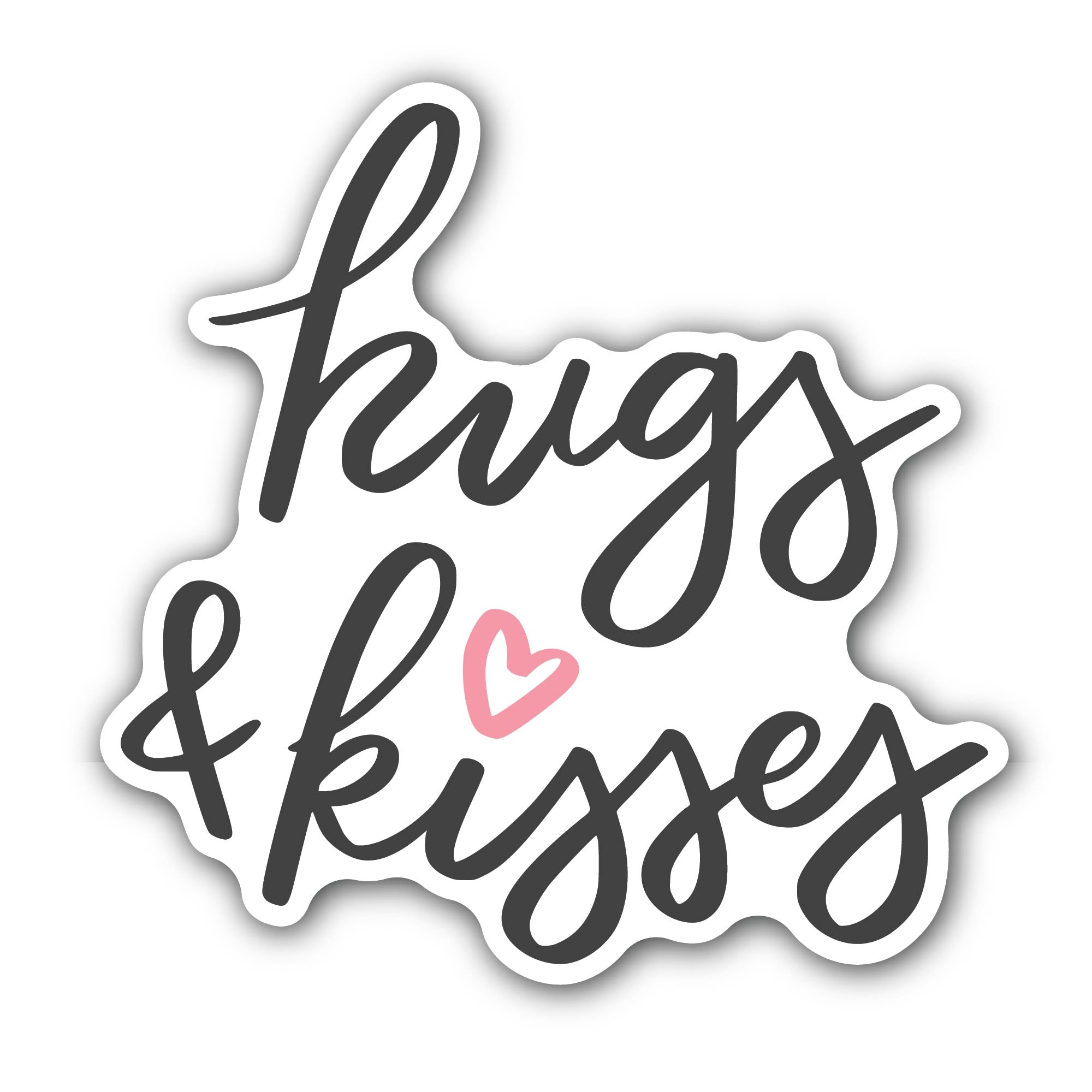 Hugs & Kisses Sticker, Waterproof Vinyl Decal Sticker Indoor Or Outdoor 2 (Pieces) 3" and 5"