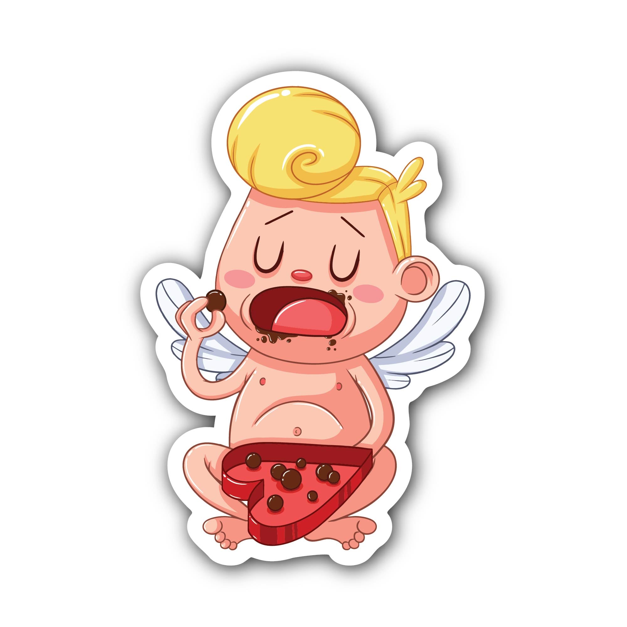 Chocolate Craving Cupid Sticker, Waterproof Vinyl Decal Sticker Indoor Or Outdoor 2 (Pieces) 3" and 5"