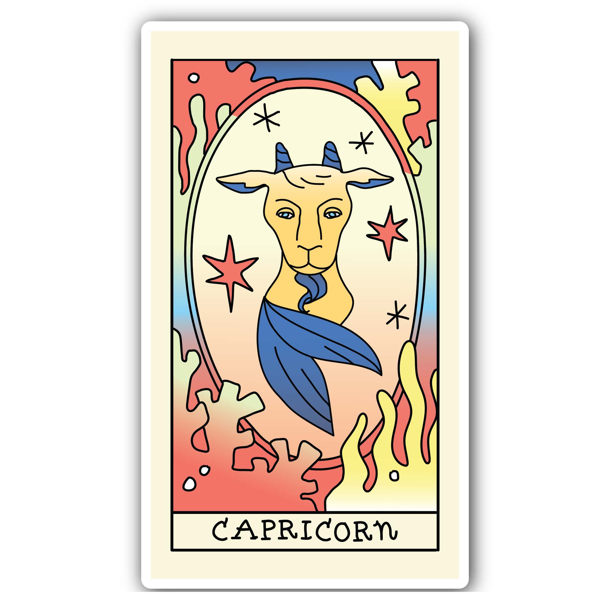 Capricorn Zodiac Sticker, Waterproof Vinyl Decal Sticker Indoor Or Outdoor 2 (Pieces) 3" and 5"