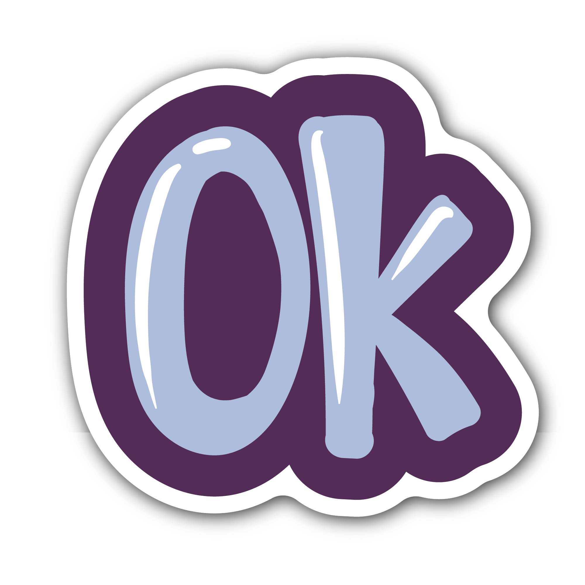OK Text Sticker, Waterproof Vinyl Decal Sticker Indoor Or Outdoor 2 (Pieces) 3" and 5"