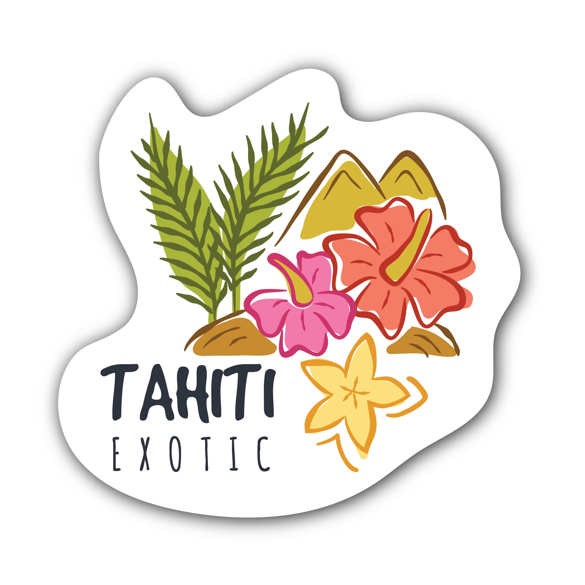 Tahiti Exotic Sticker, Waterproof Vinyl Decal Sticker Indoor Or Outdoor 2 (Pieces) 3" and 5"