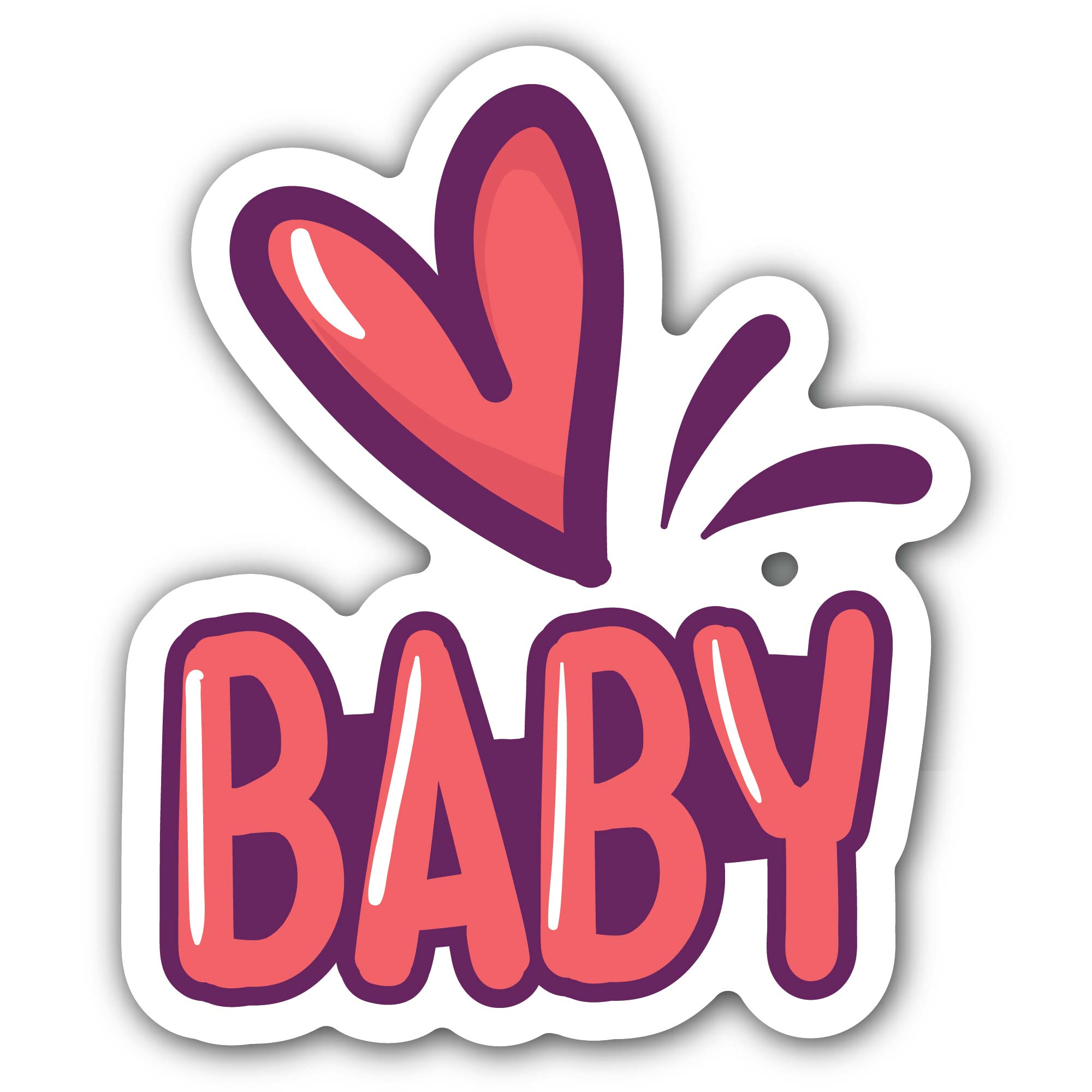 Red heart & Baby Text Sticker, Waterproof Vinyl Decal Sticker Indoor Or Outdoor 2 (Pieces) 3" and 5"