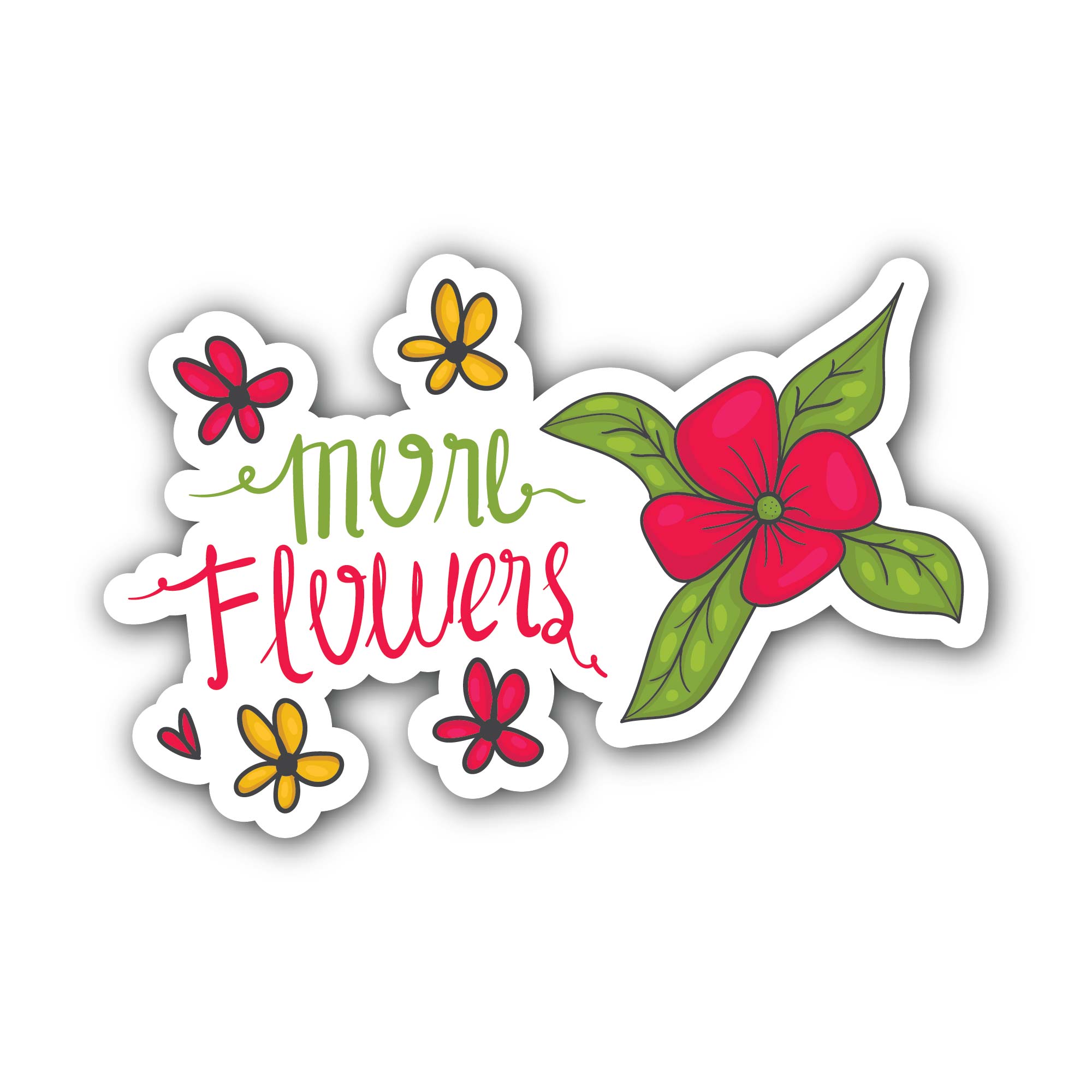 More Flowers Sticker, Waterproof Vinyl Decal Sticker Indoor Or Outdoor 2 (Pieces) 3" and 5"
