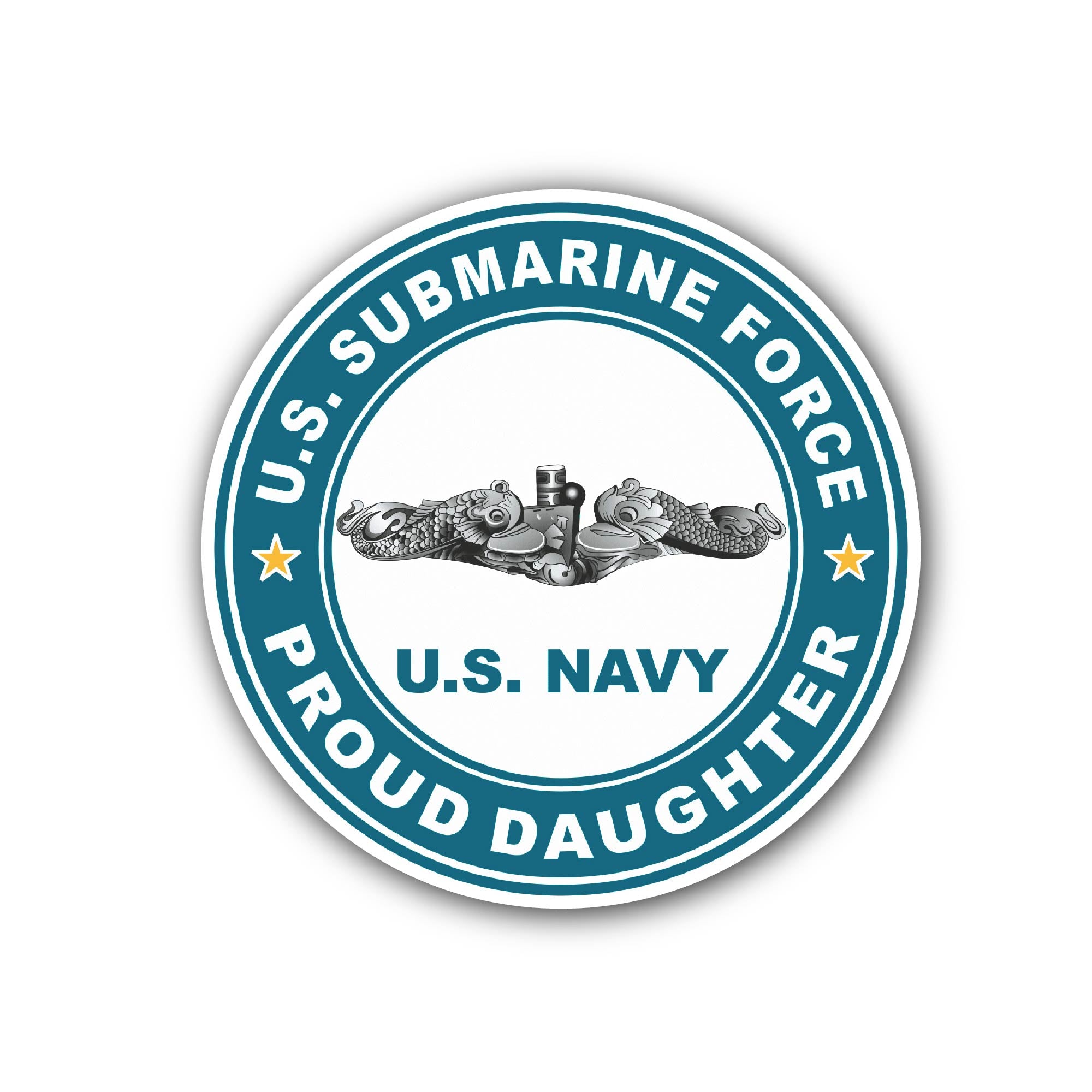 US Submarine Force Proud Daughter Silver Dolphins Sticker, Waterproof Vinyl Decal Sticker Indoor Or Outdoor 2 (Pieces) 3" and 5"