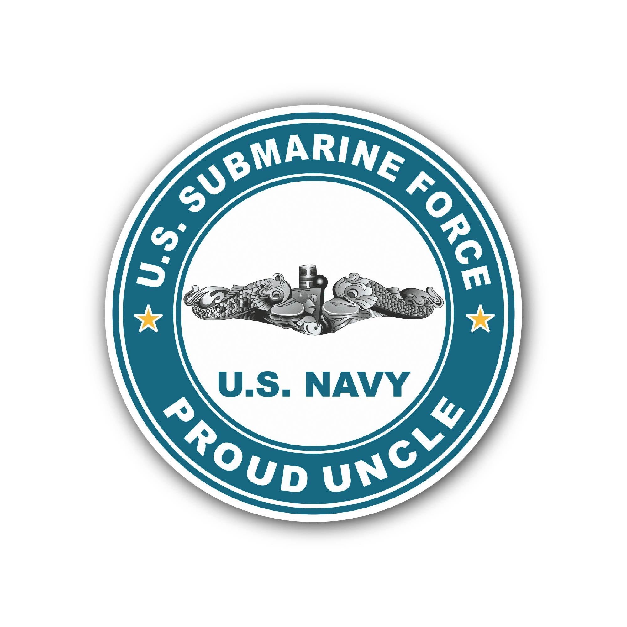 US Submarine Force Proud Uncle Silver Dolphins Sticker, Waterproof Vinyl Decal Sticker Indoor Or Outdoor 2 (Pieces) 3" and 5"