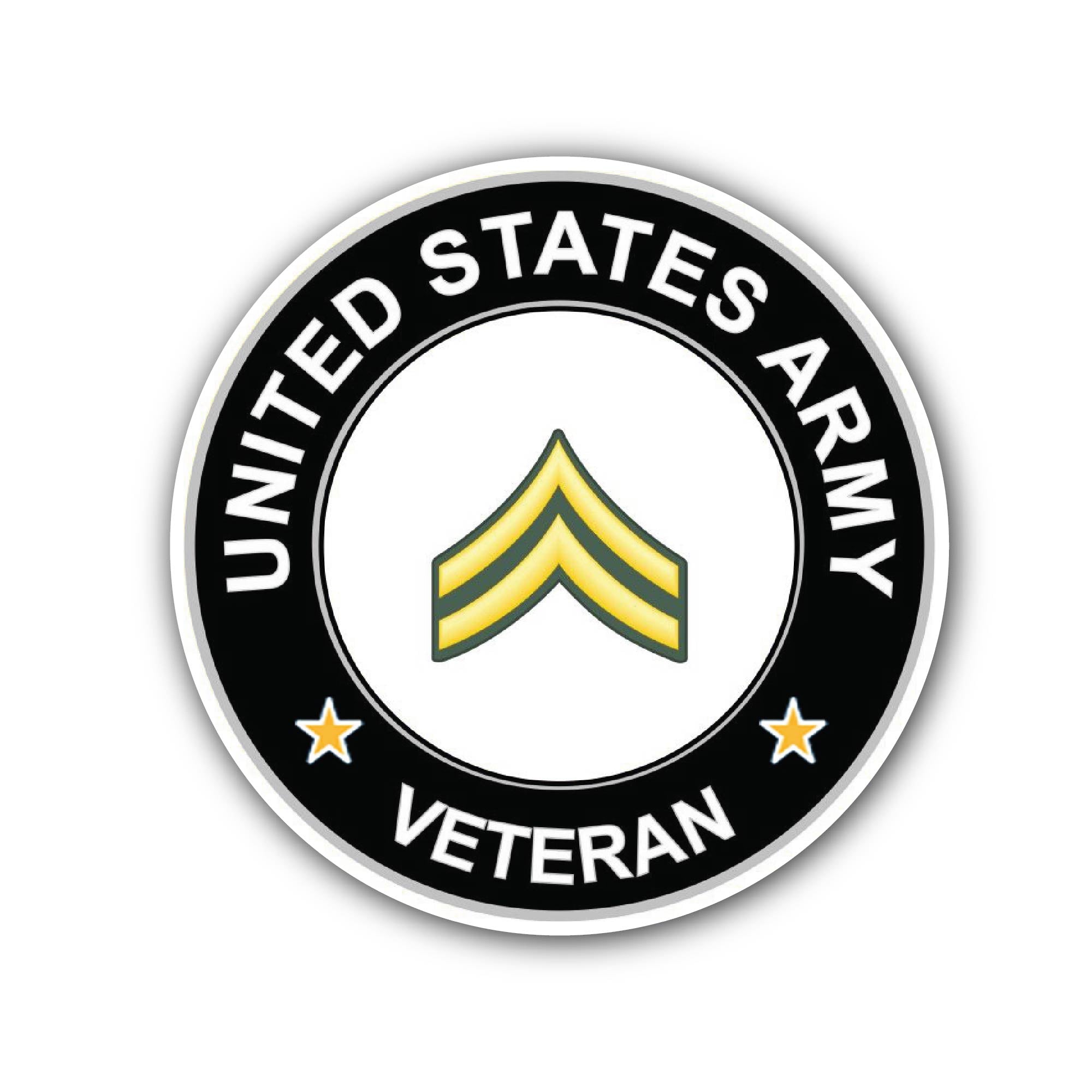 U.S. Army Corporal Veteran Sticker, Waterproof Vinyl Decal Sticker Indoor Or Outdoor 2 (Pieces) 3" and 5"