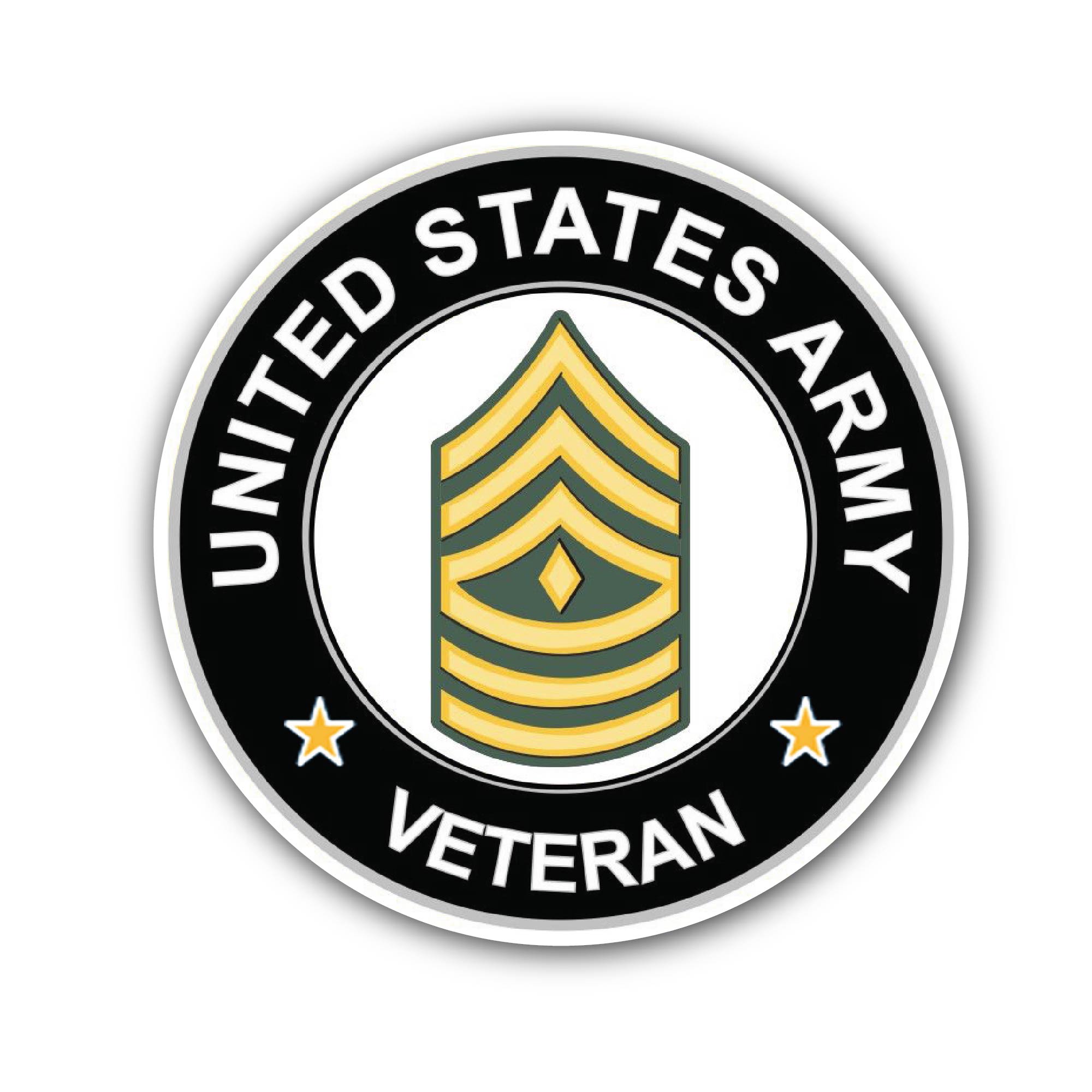 U.S. Army First Sergeant Veteran Sticker, Waterproof Vinyl Decal Sticker Indoor Or Outdoor 2 (Pieces) 3" and 5"
