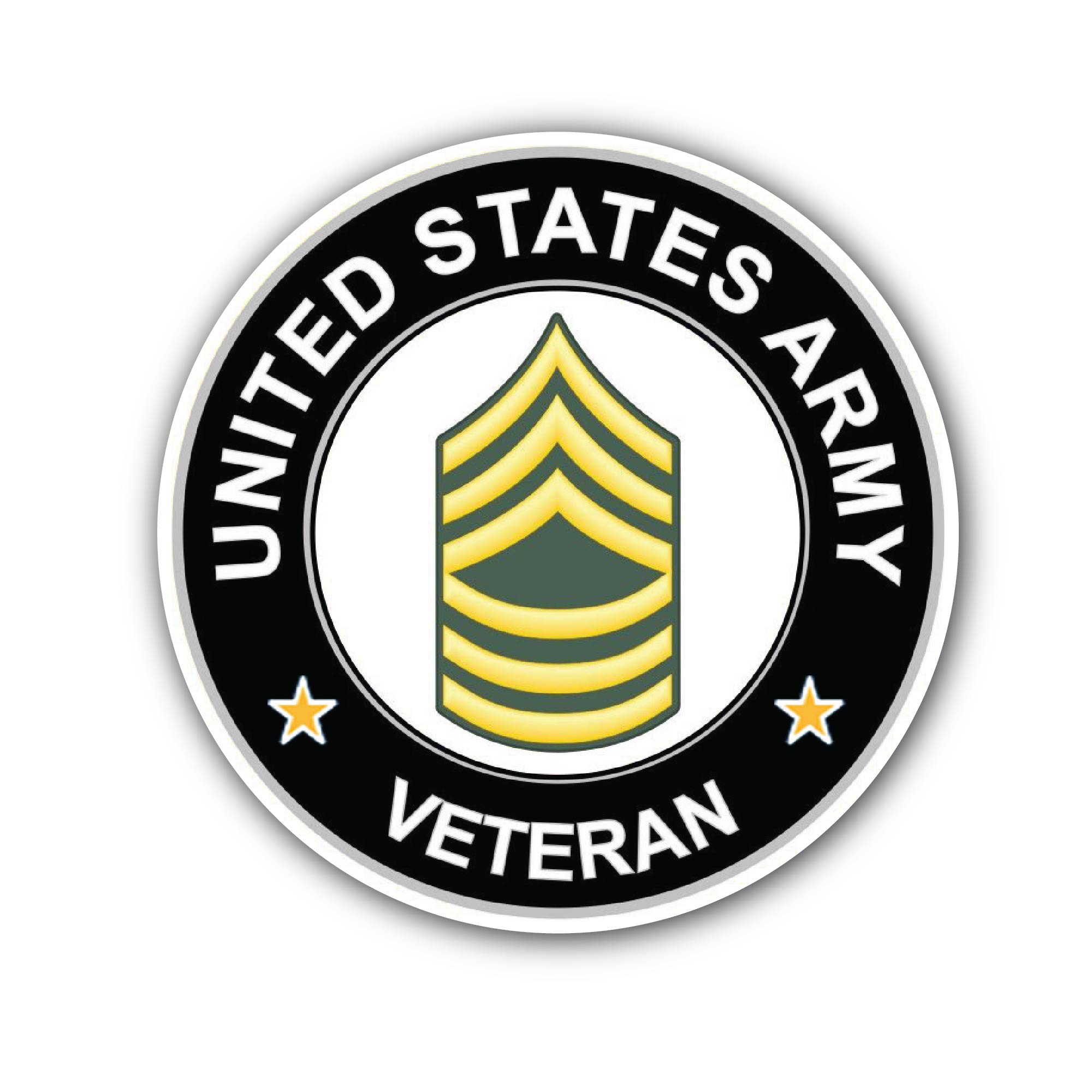 U.S. Army Master Sergeant Veteran Sticker, Waterproof Vinyl Decal Sticker Indoor Or Outdoor 2 (Pieces) 3" and 5"