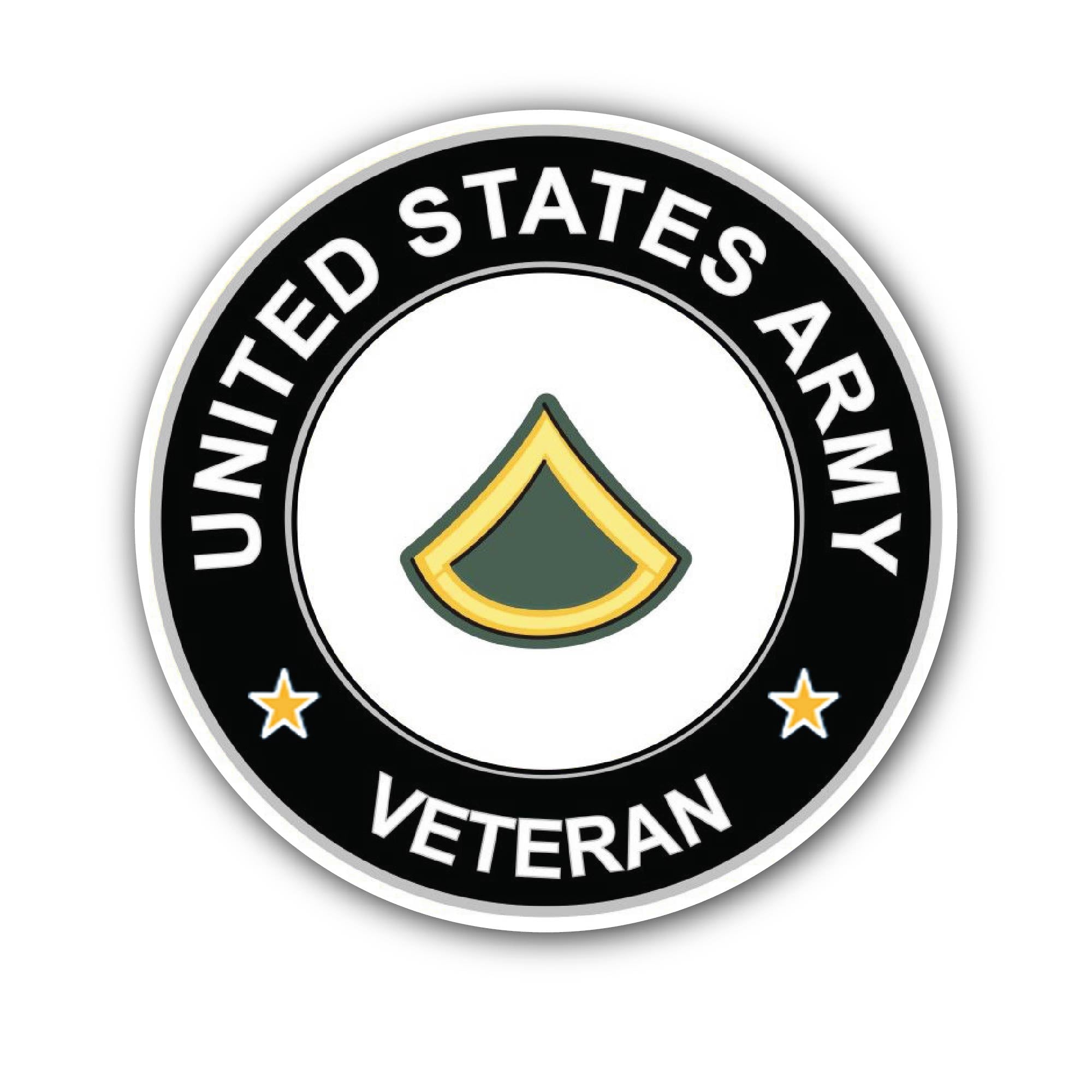 U.S. Army Private First Class Veteran Sticker, Waterproof Vinyl Decal Sticker Indoor Or Outdoor 2 (Pieces) 3" and 5"