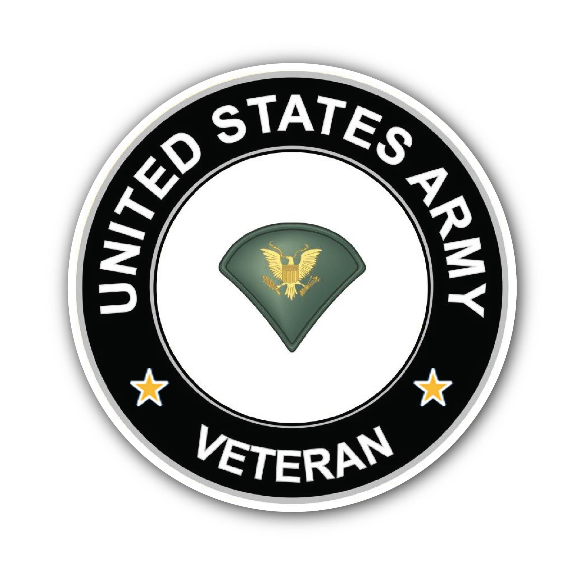 U.S. Army Specialist Veteran Sticker, Waterproof Vinyl Decal Sticker Indoor Or Outdoor 2 (Pieces) 3" and 5"