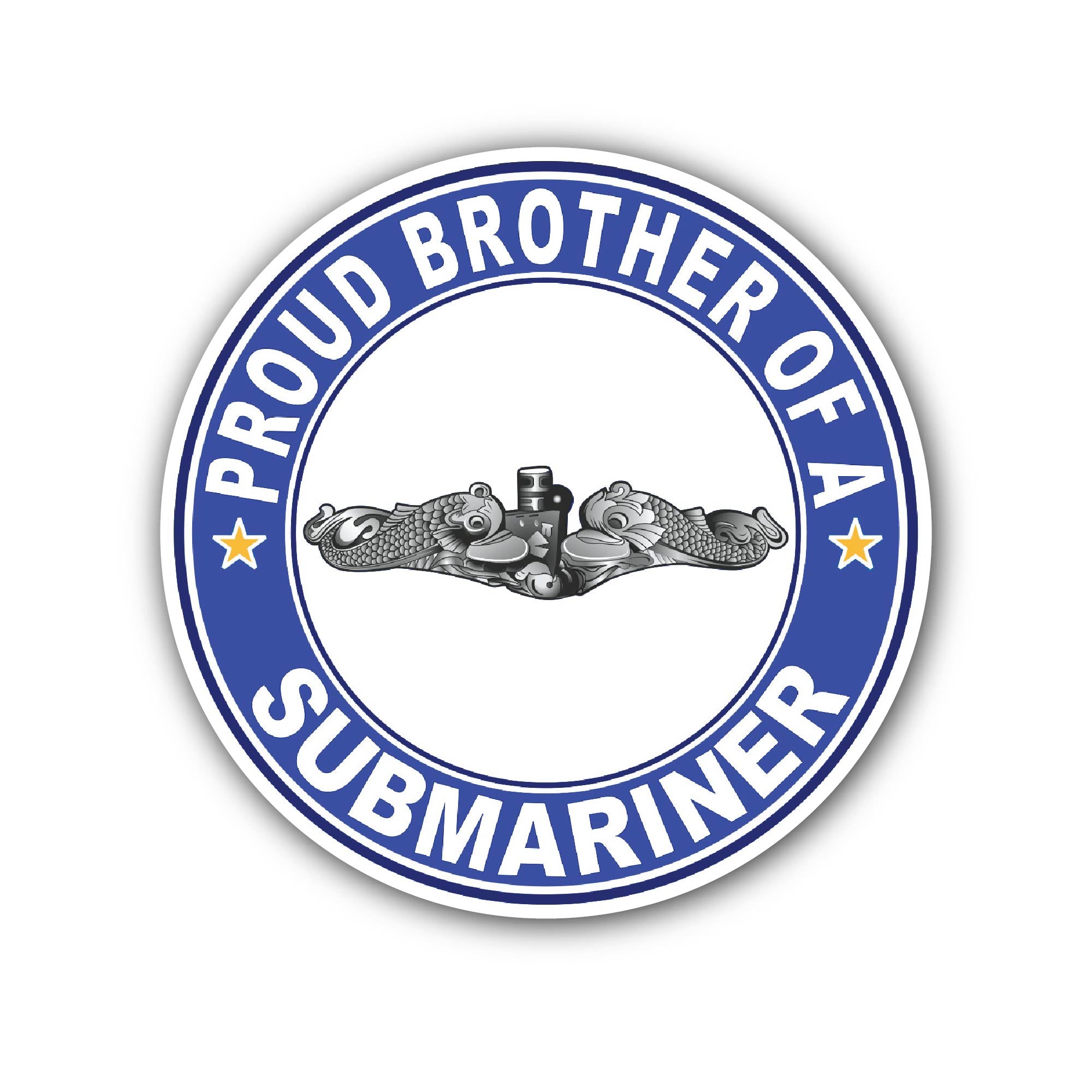 Proud Brother of a Submariner Silver Dolphins Sticker, Waterproof Vinyl Decal Sticker Indoor Or Outdoor 2 (Pieces) 3" and 5"