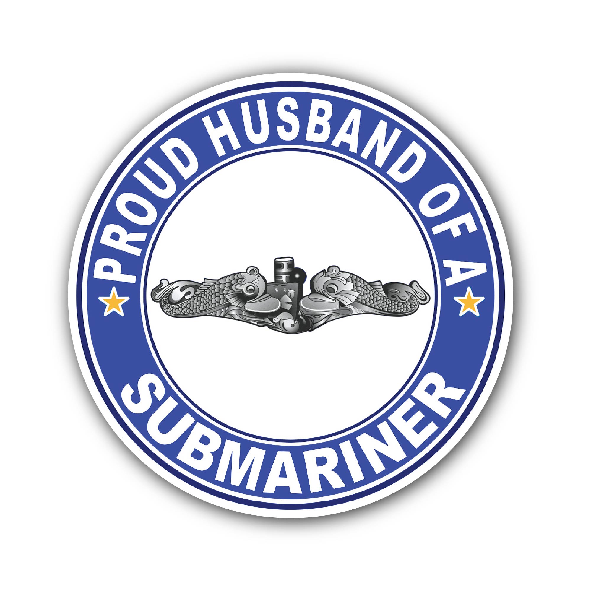 Proud Husband of a Submariner Silver Dolphins Sticker, Waterproof Vinyl Decal Sticker Indoor Or Outdoor 2 (Pieces) 3" and 5"