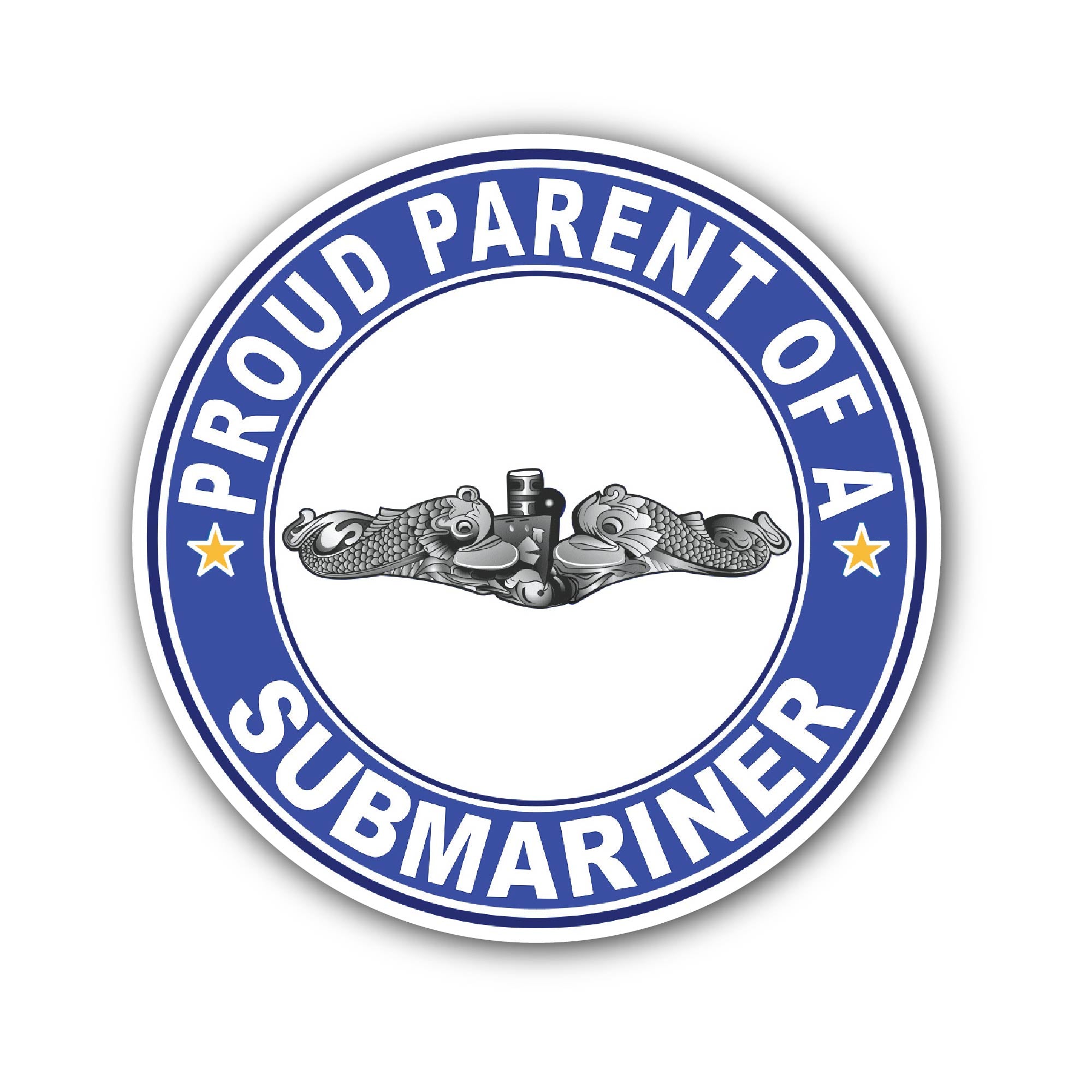 Proud Parent of a Submariner Silver Dolphins Sticker, Waterproof Vinyl Decal Sticker Indoor Or Outdoor 2 (Pieces) 3" and 5"
