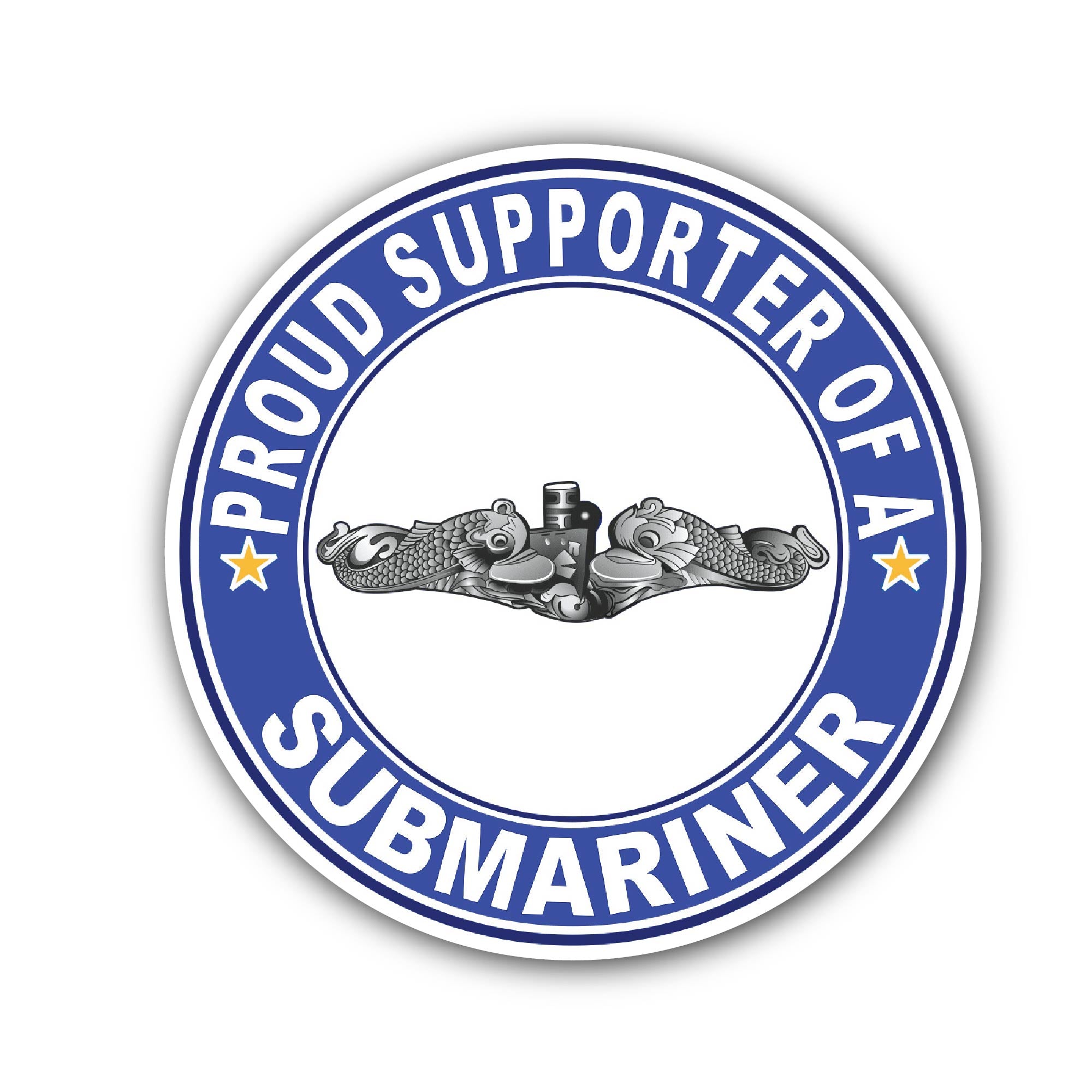 Proud Supporter of a Submariner Silver Dolphins Sticker, Waterproof Vinyl Decal Sticker Indoor Or Outdoor 2 (Pieces) 3" and 5"