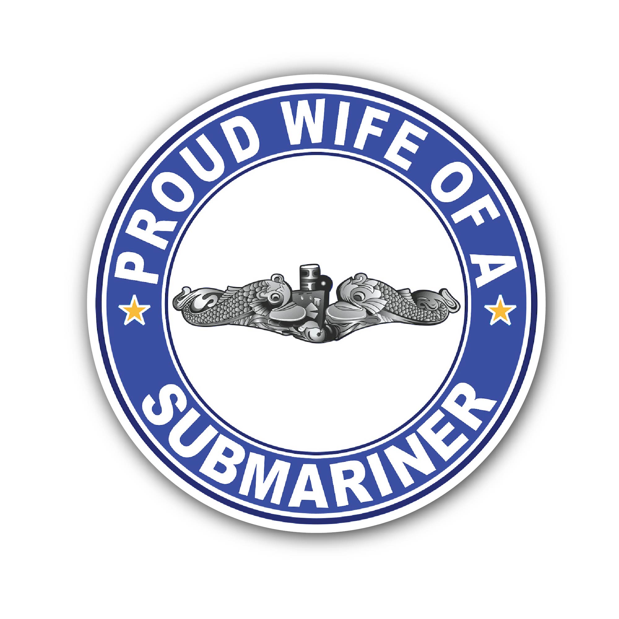 Proud Wife of a Submariner Silver Dolphins Sticker, Waterproof Vinyl Decal Sticker Indoor Or Outdoor 2 (Pieces) 3" and 5"