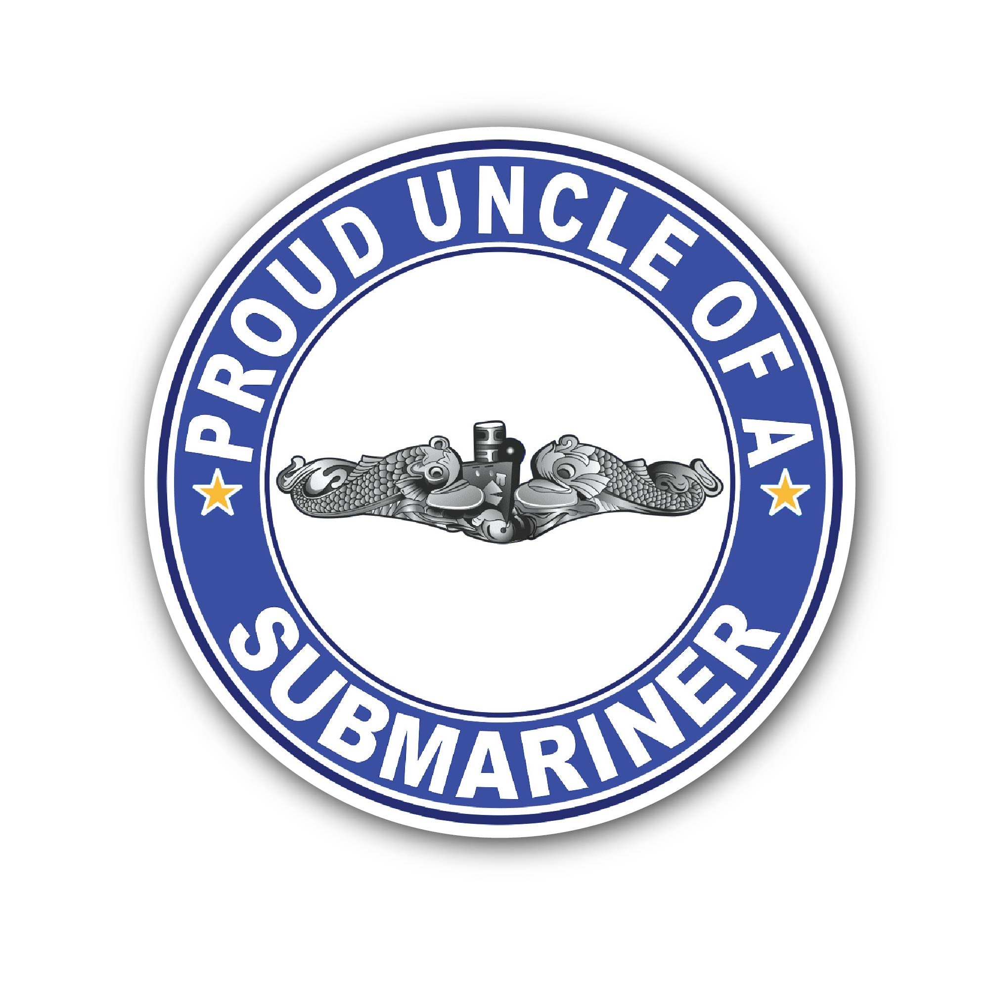 Proud Uncle of a Submariner Silver Dolphins Sticker, Waterproof Vinyl Decal Sticker Indoor Or Outdoor 2 (Pieces) 3" and 5"