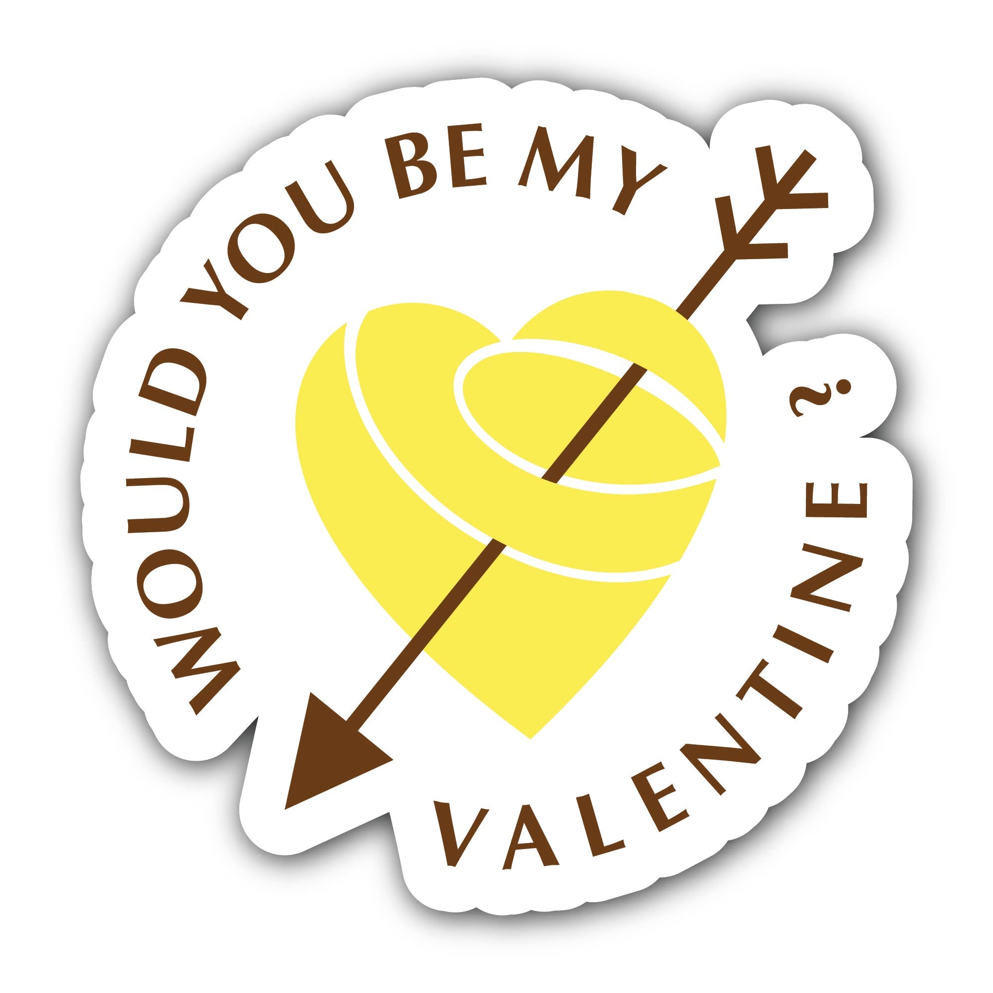 Would You Be My Valentine Hart and Arrow  Sticker, Waterproof Vinyl Decal Sticker Indoor Or Outdoor 2 (Pieces) 3" and 5"