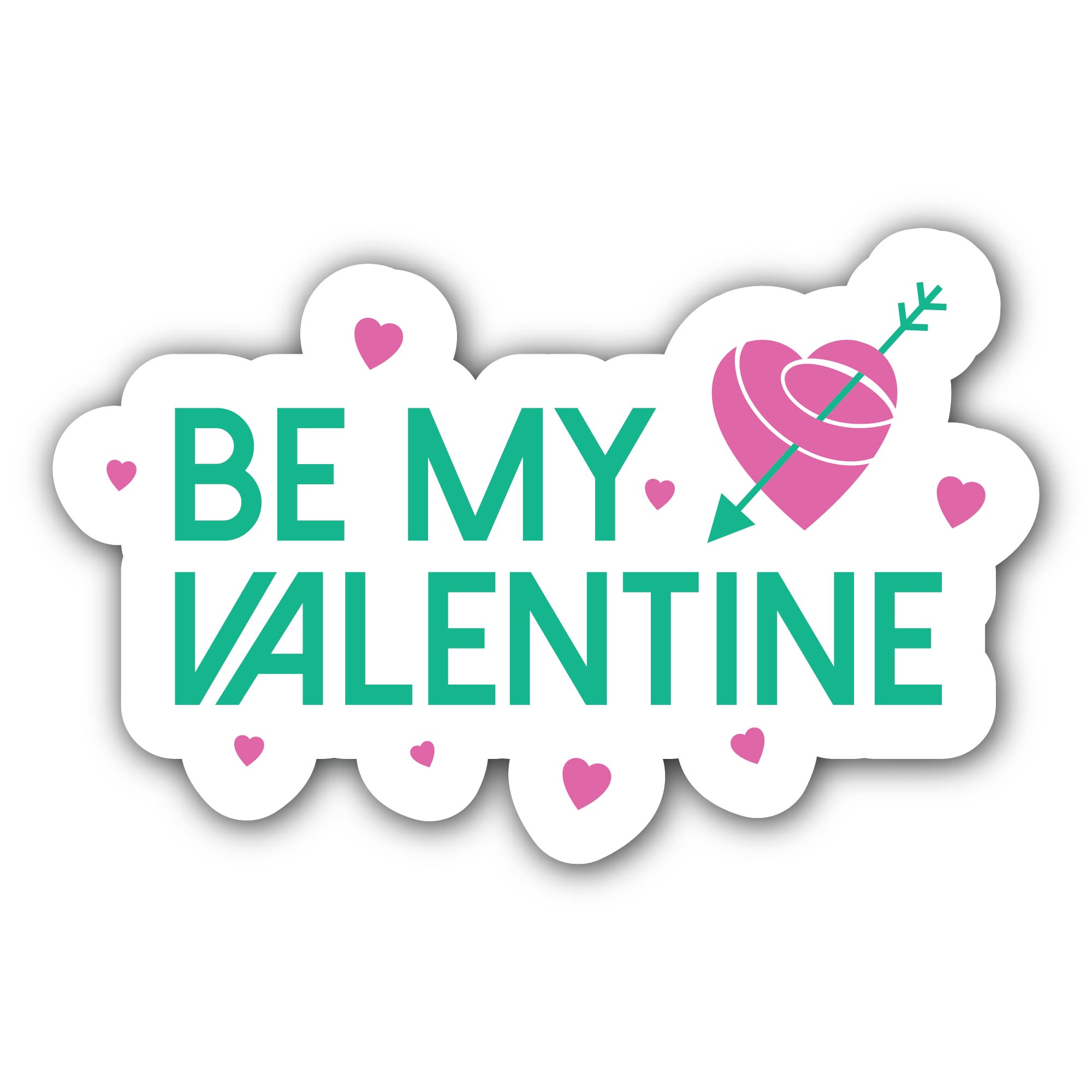 Small Hart and Be My Valentine Text Sticker, Waterproof Vinyl Decal Sticker Indoor Or Outdoor 2 (Pieces) 3" and 5"