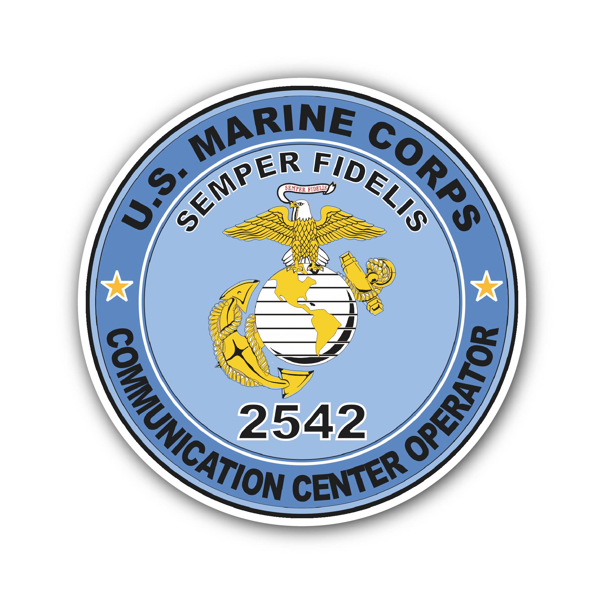 U.S.M.C. MOS 2542 Communication Center Operator Sticker, Waterproof Vinyl Decal Sticker Indoor Or Outdoor 2 (Pieces) 3" and 5"