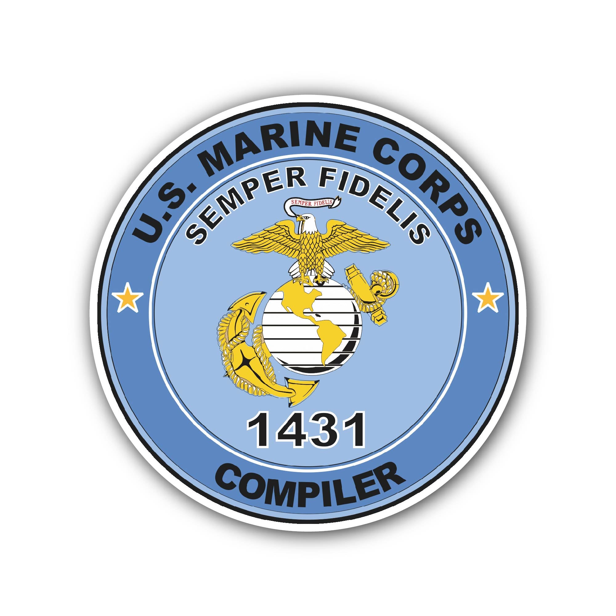 U.S.M.C. MOS 1431 Compiler Sticker, Waterproof Vinyl Decal Sticker Indoor Or Outdoor 2 (Pieces) 3" and 5"