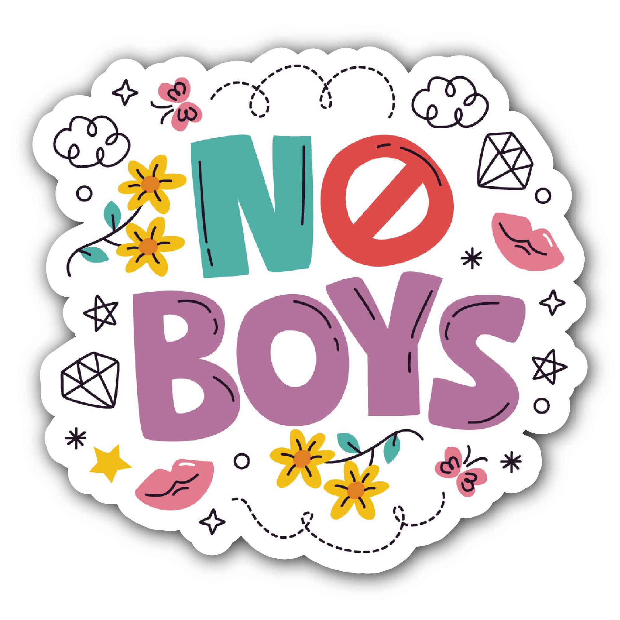 No Boys Sticker, Waterproof Vinyl Decal Sticker Indoor Or Outdoor 2 (Pieces) 3" and 5"