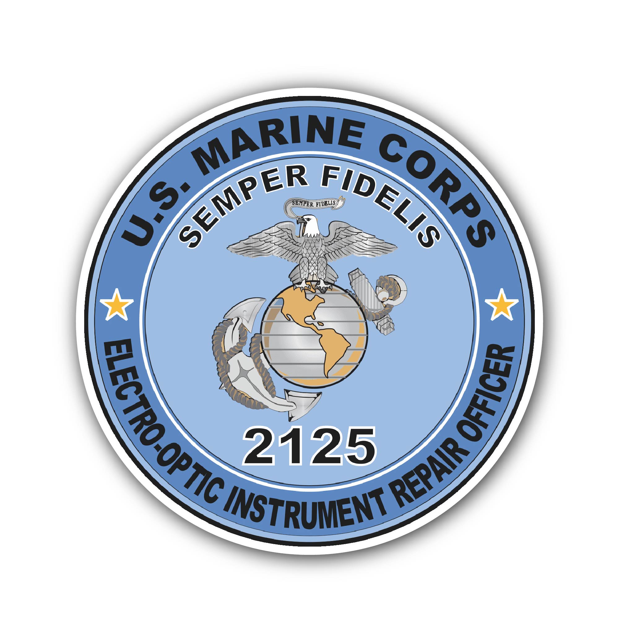 Electro-Optic Instrument Repair Officer MOS 2125 U.S.M.C Military Sticker, Waterproof Vinyl Decal Sticker Indoor Or Outdoor 2 (Pieces) 3" and 5"