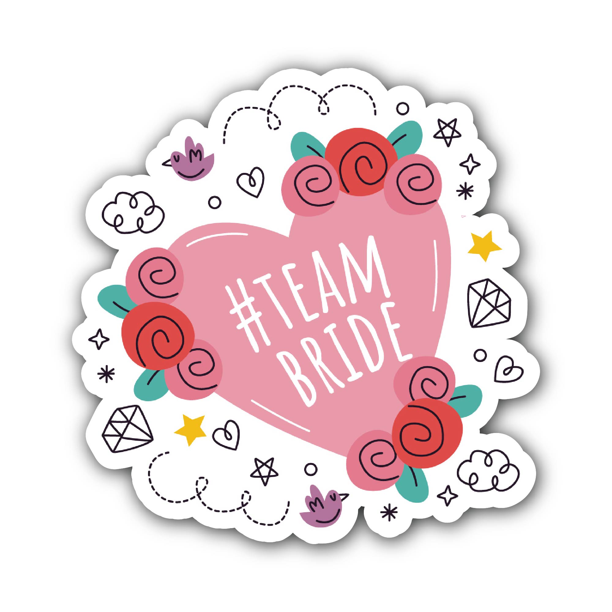 Team Bride Sticker, Waterproof Vinyl Decal Sticker Indoor Or Outdoor 2 (Pieces) 3" and 5"