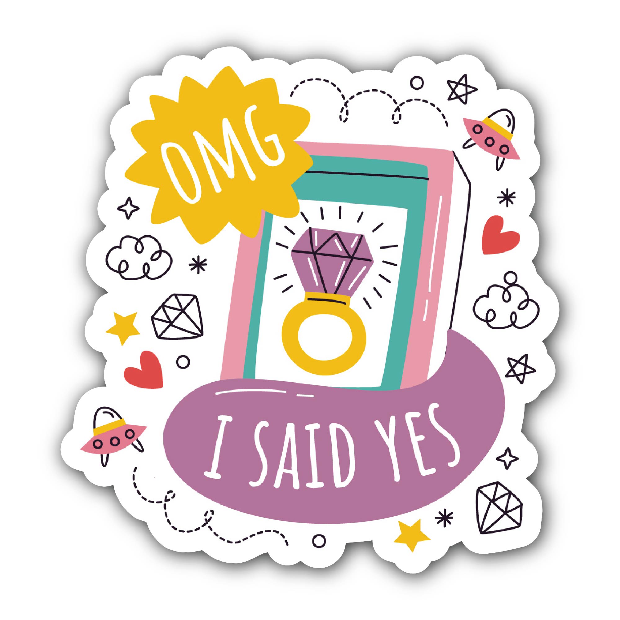 I Said Yes Sticker, Waterproof Vinyl Decal Sticker Indoor Or Outdoor 2 (Pieces) 3" and 5"